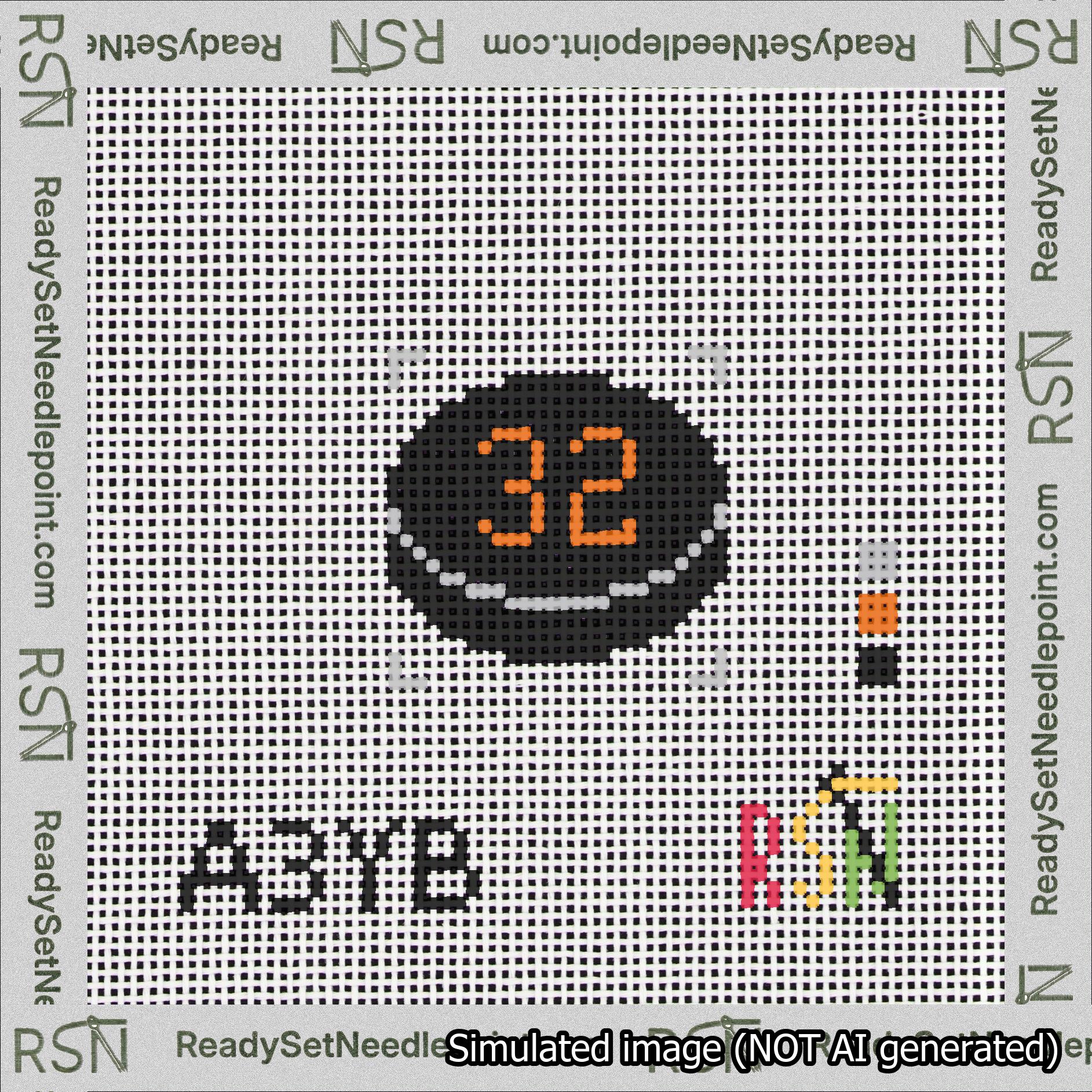 Hockey Puck Bag Charm Orange 0-49 Needlepoint Canvas Design