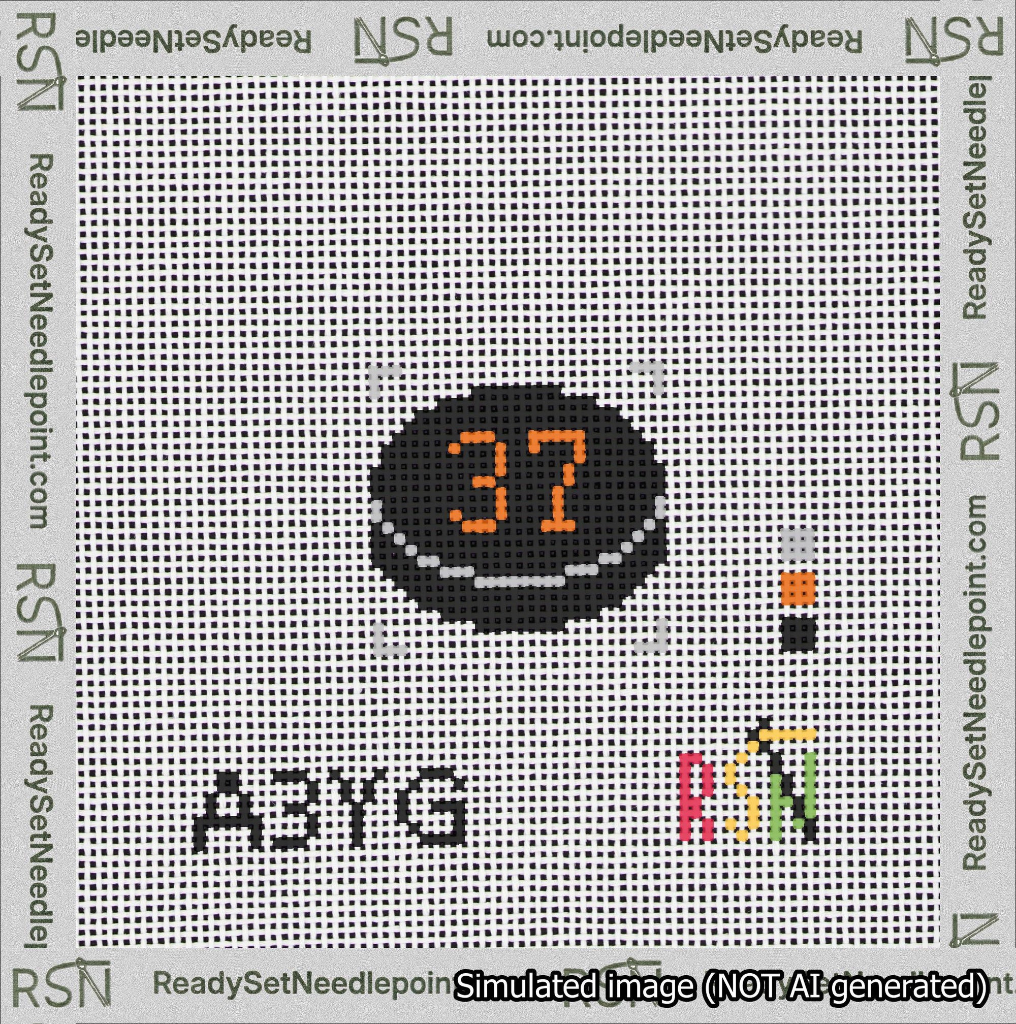 Hockey Puck Bag Charm Orange 0-49 Needlepoint Canvas Design