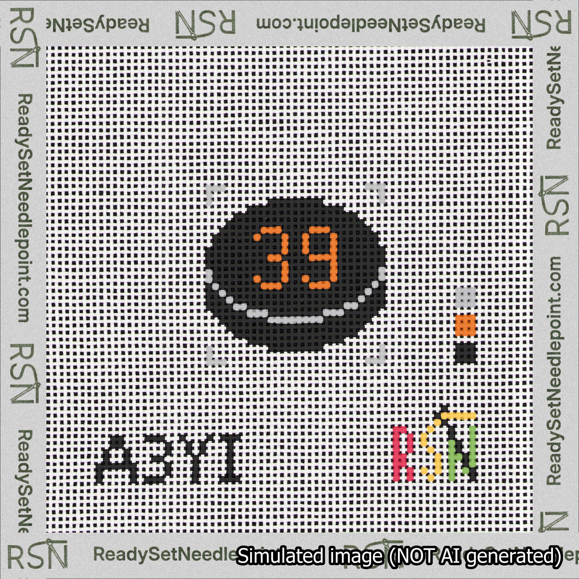 Hockey Puck Bag Charm Orange 0-49 Needlepoint Canvas Design