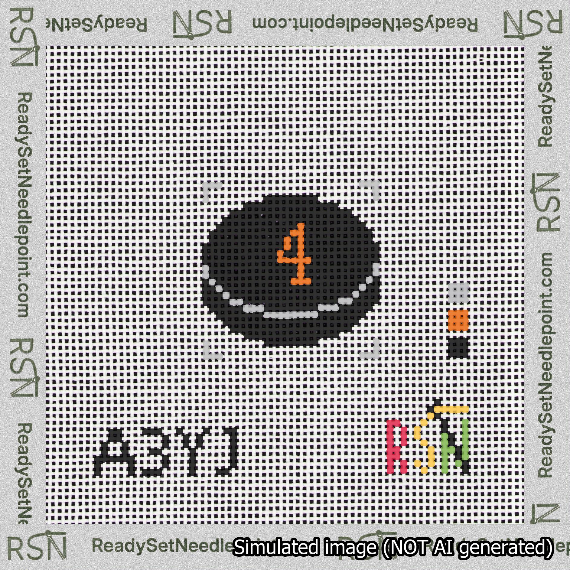 Hockey Puck Bag Charm Orange 0-49 Needlepoint Canvas Design