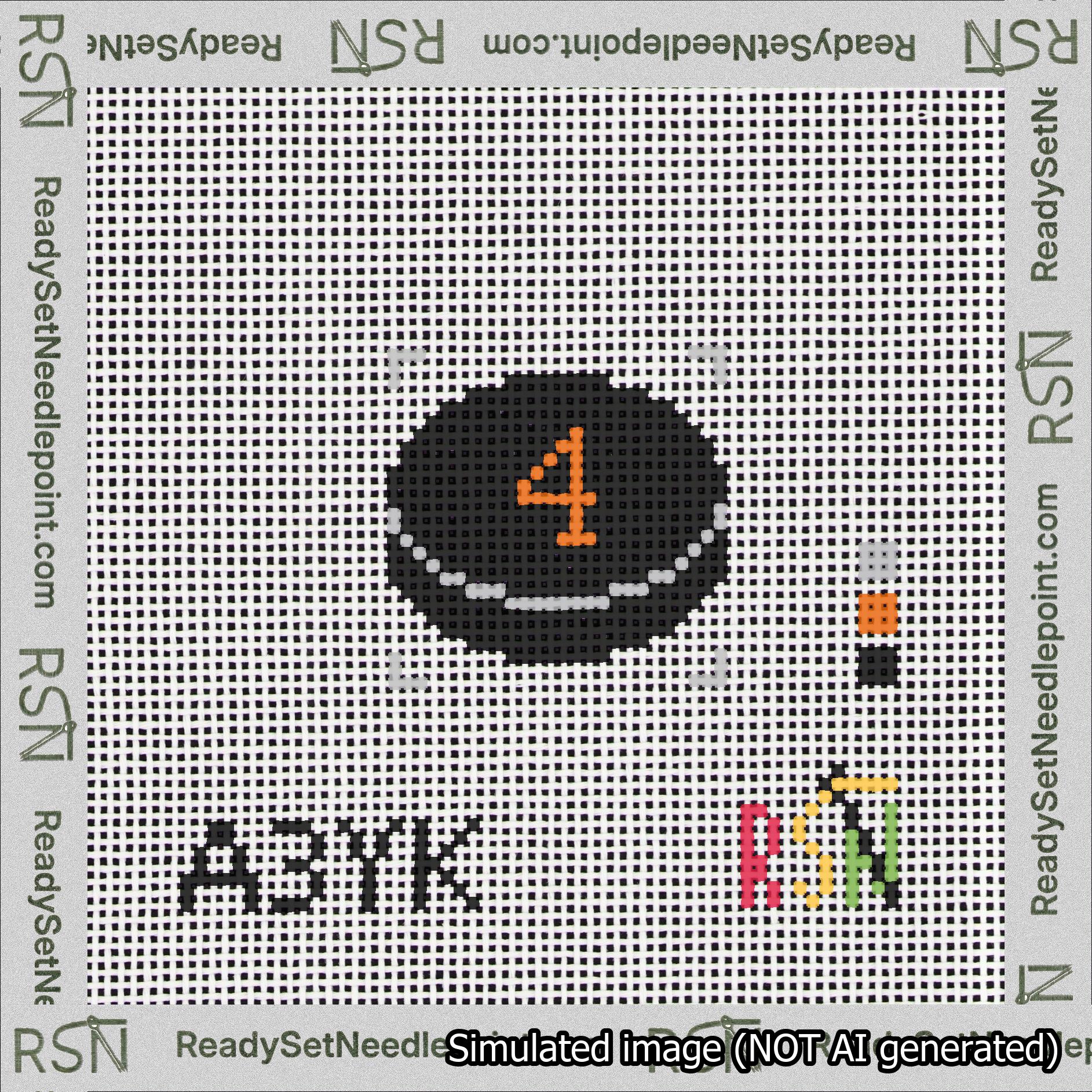 Hockey Puck Bag Charm Orange 0-49 Needlepoint Canvas Design