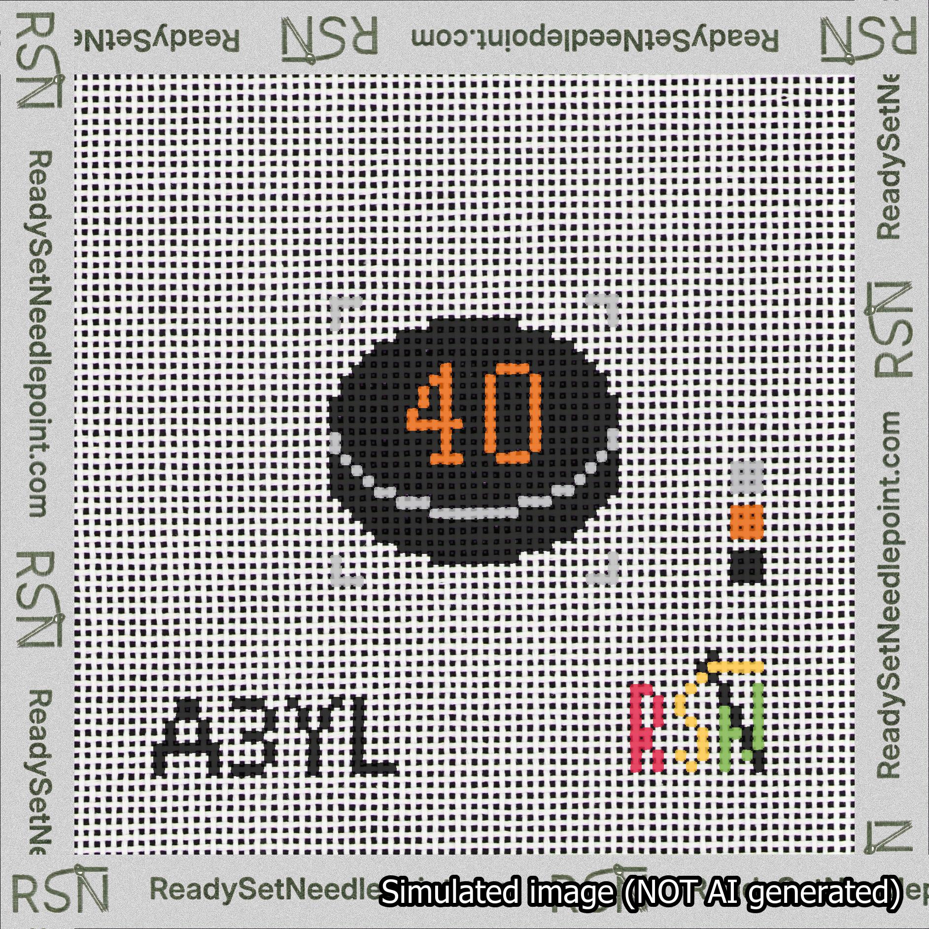 Hockey Puck Bag Charm Orange 0-49 Needlepoint Canvas Design