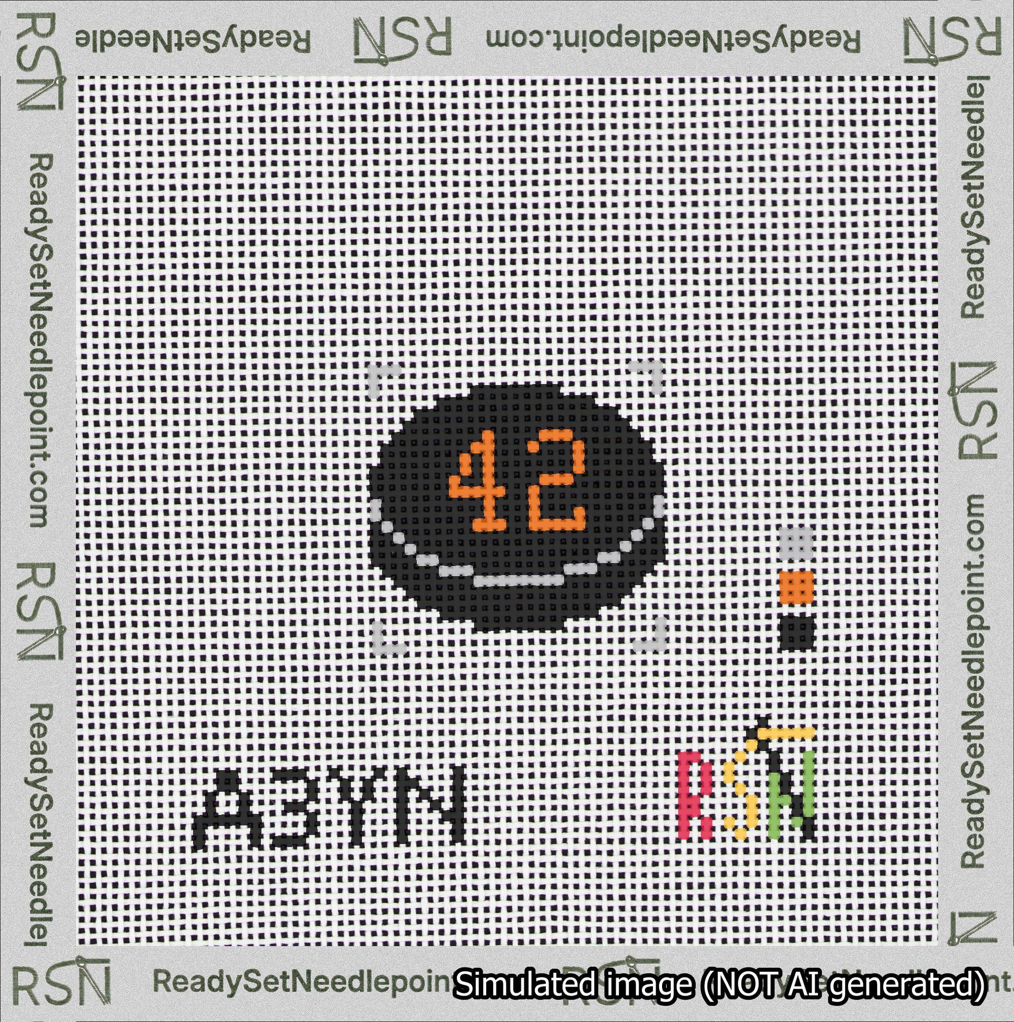 Hockey Puck Bag Charm Orange 0-49 Needlepoint Canvas Design