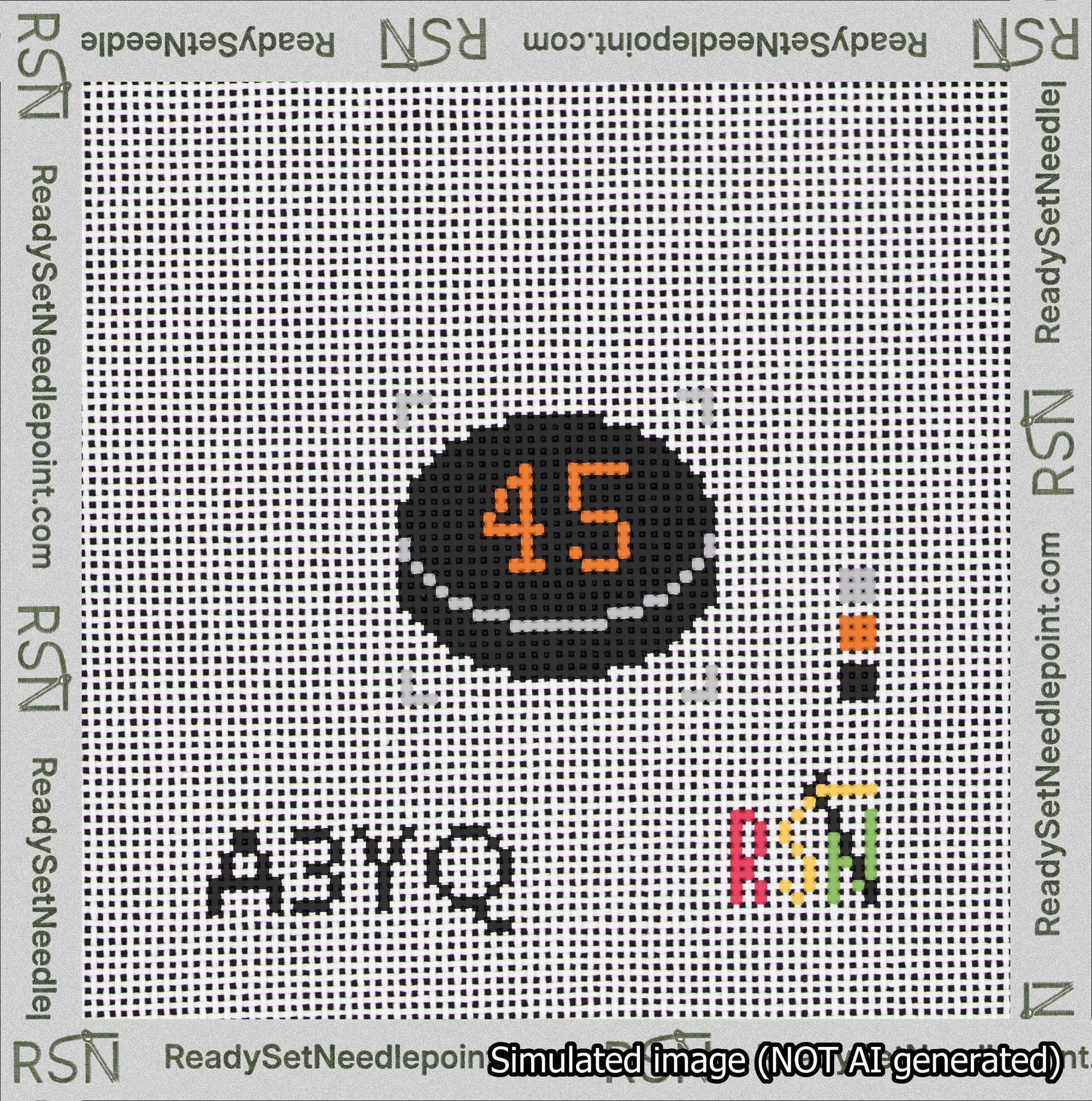 Hockey Puck Bag Charm Orange 0-49 Needlepoint Canvas Design