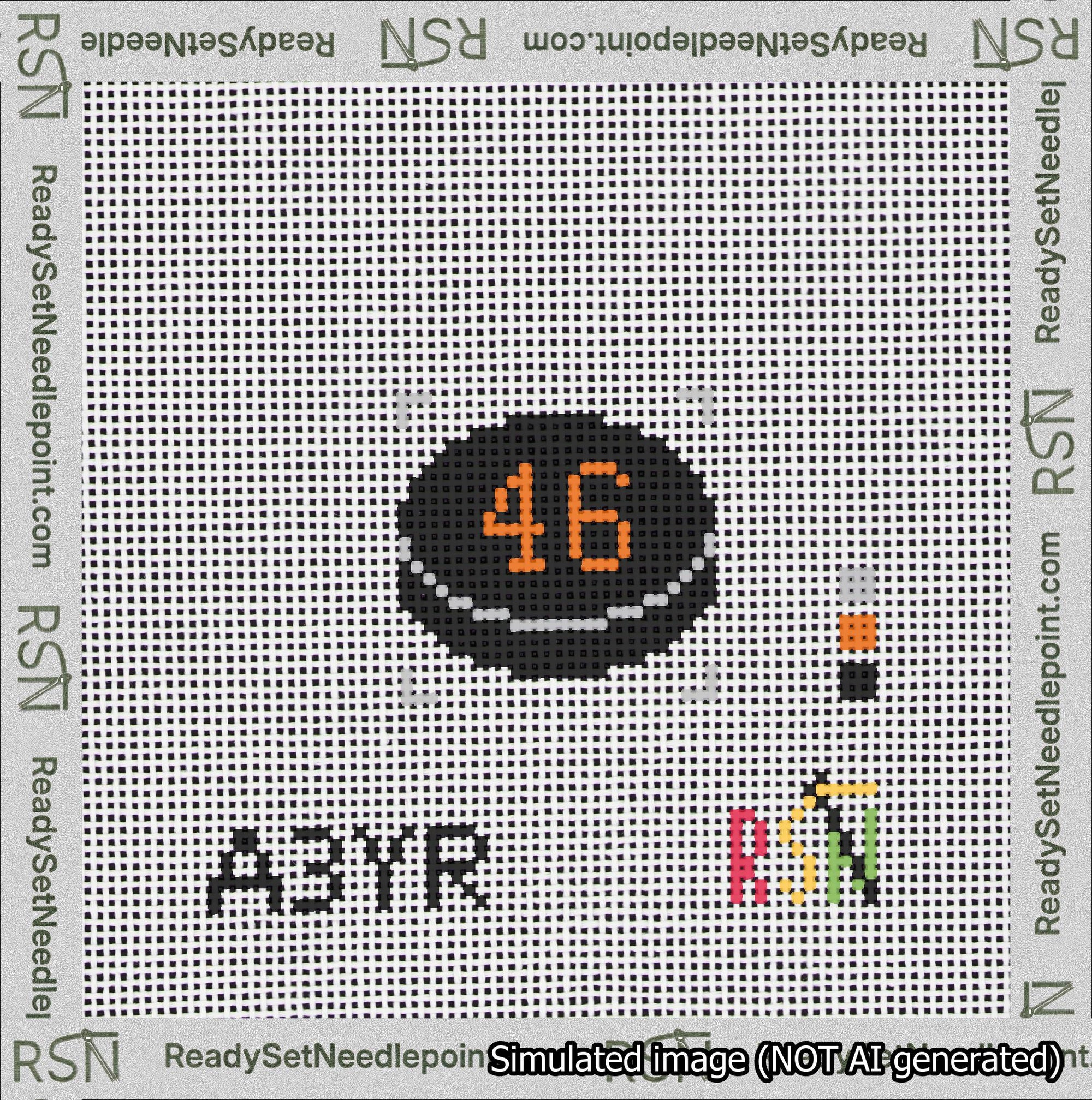 Hockey Puck Bag Charm Orange 0-49 Needlepoint Canvas Design