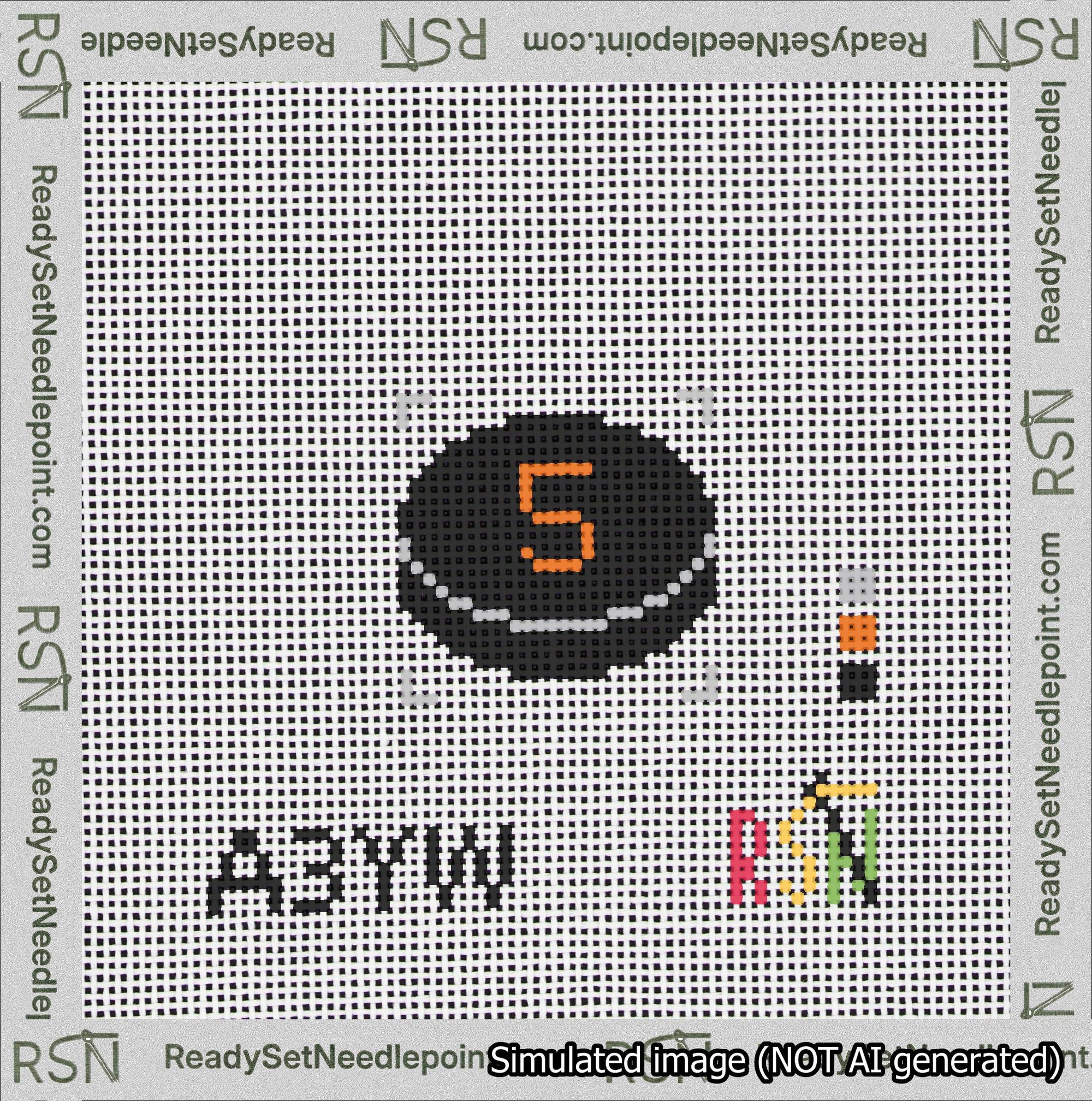 Hockey Puck Bag Charm Orange 0-49 Needlepoint Canvas Design