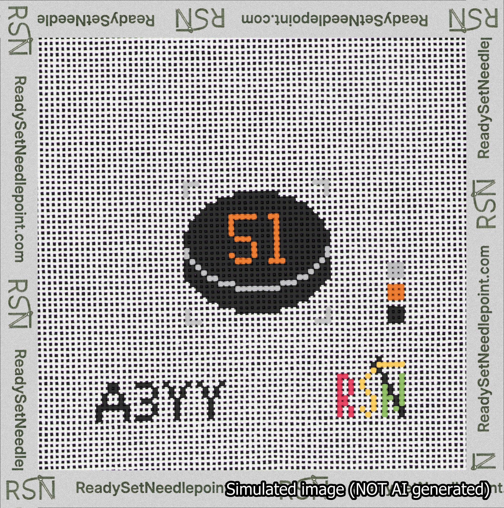 Hockey Puck Bag Charm Orange 50-99 Needlepoint Canvas Design