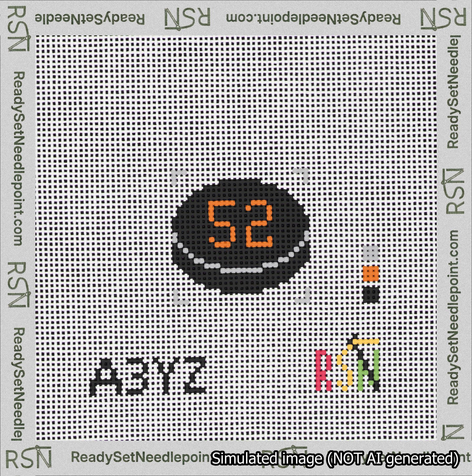 Hockey Puck Bag Charm Orange 50-99 Needlepoint Canvas Design