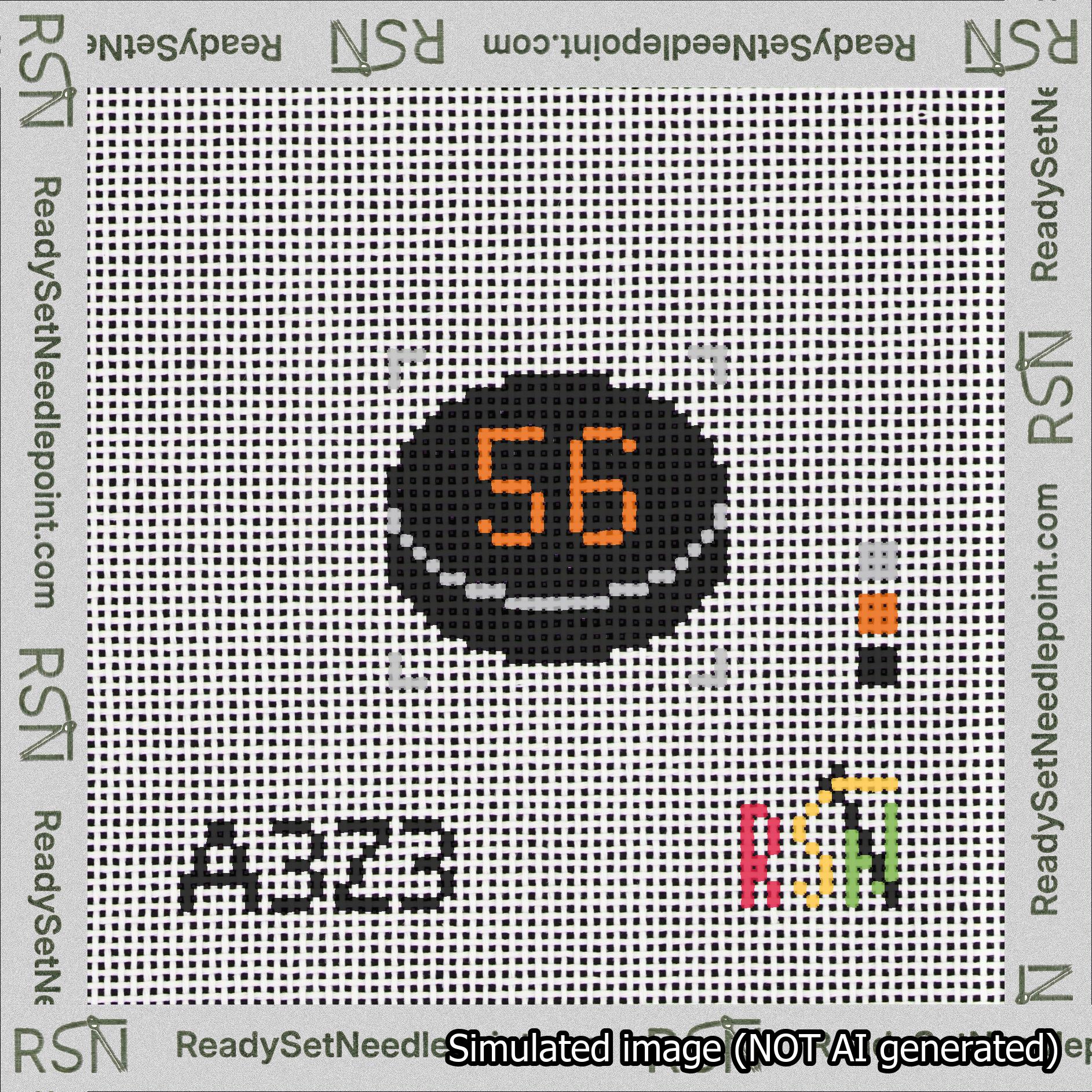 Hockey Puck Bag Charm Orange 50-99 Needlepoint Canvas Design