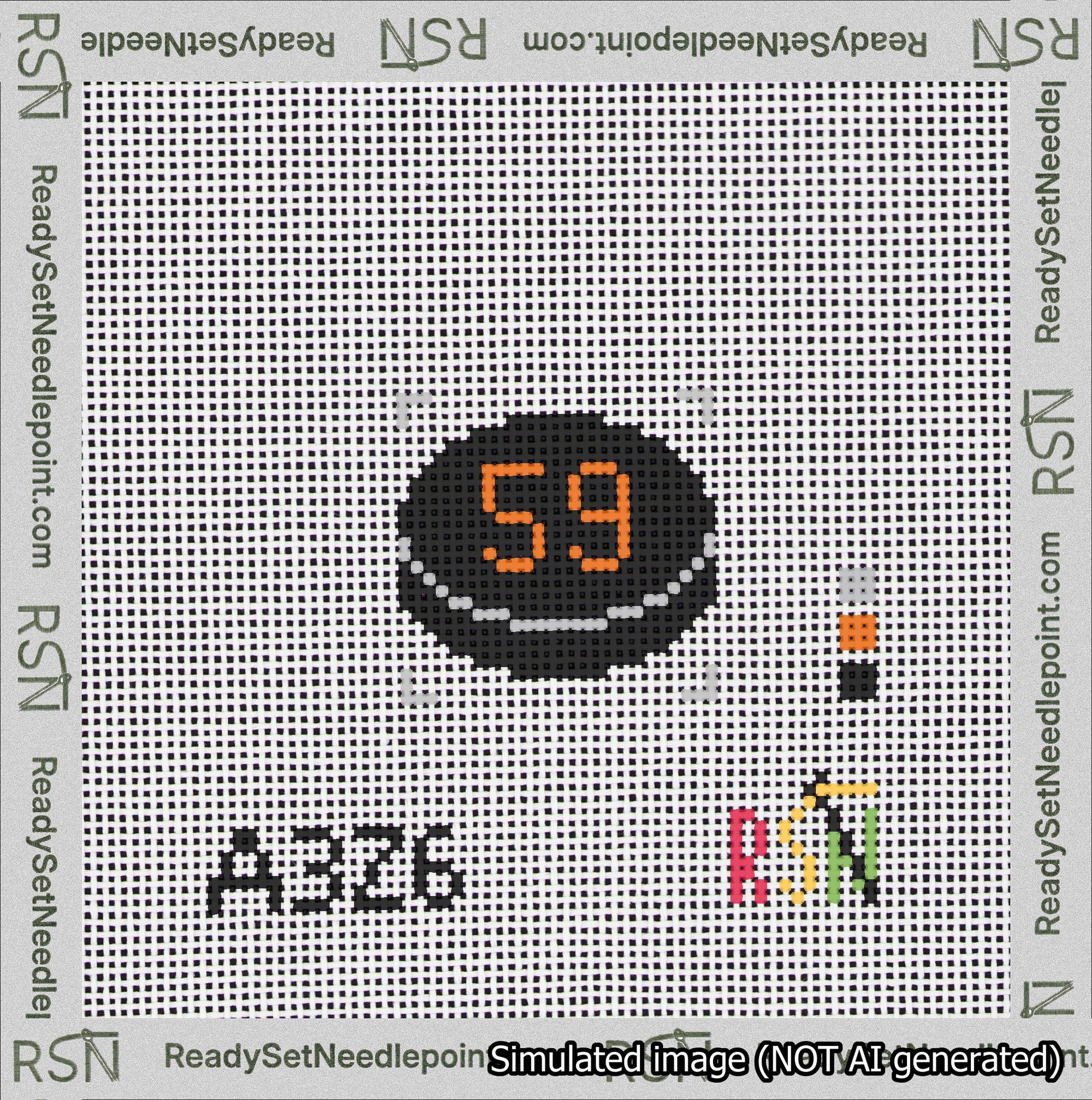 Hockey Puck Bag Charm Orange 50-99 Needlepoint Canvas Design