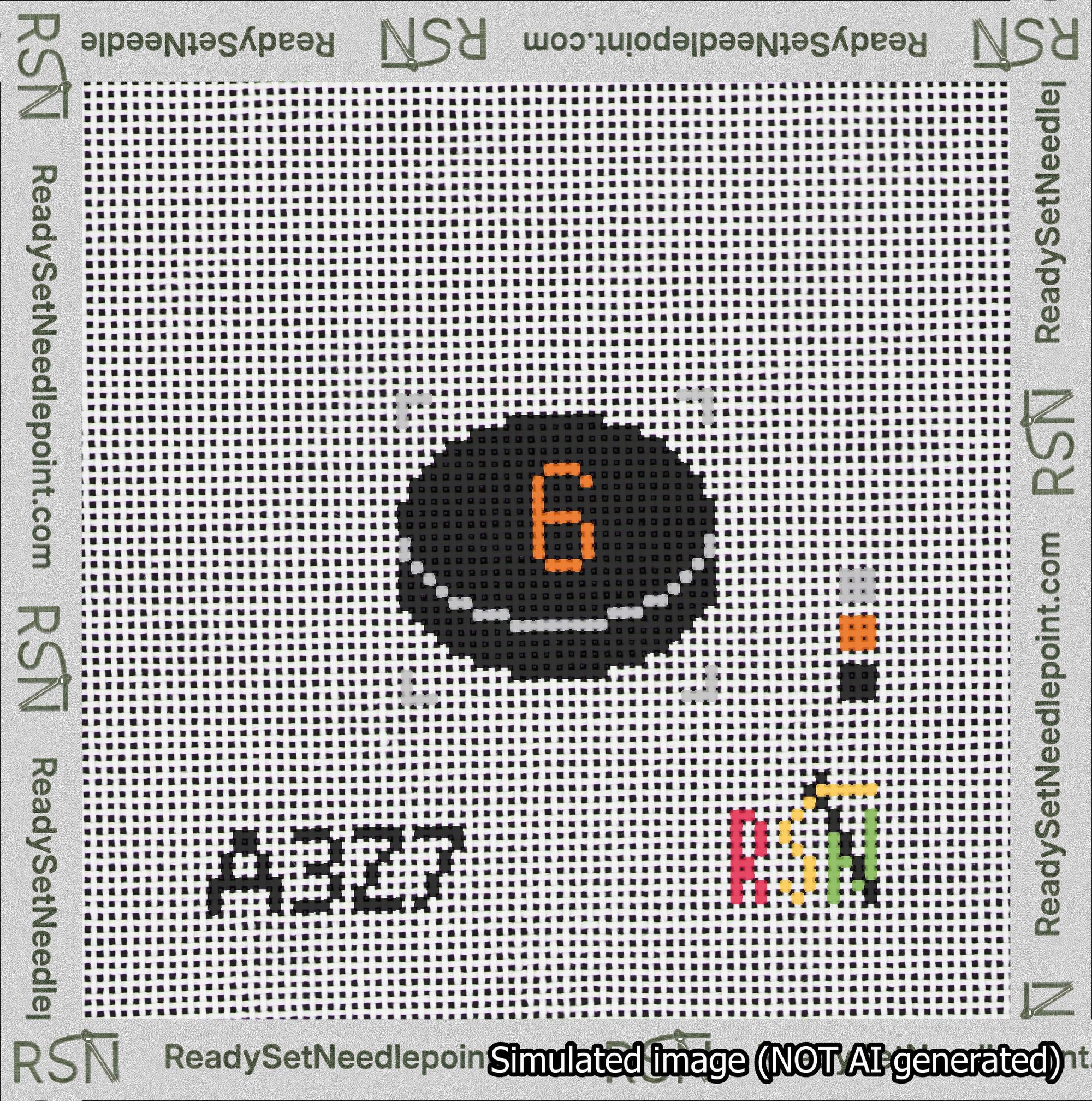 Hockey Puck Bag Charm Orange 0-49 Needlepoint Canvas Design