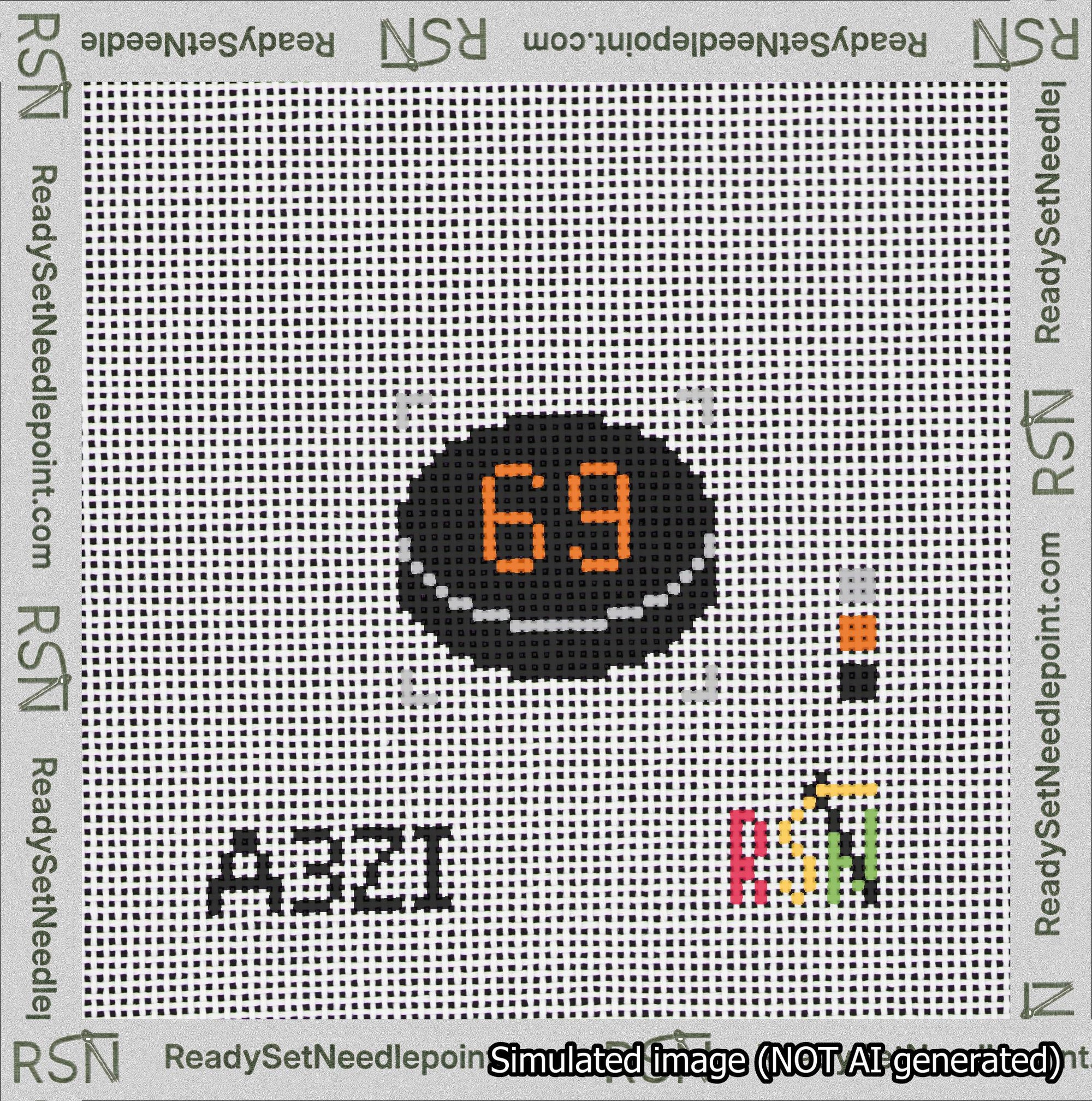 Hockey Puck Bag Charm Orange 50-99 Needlepoint Canvas Design