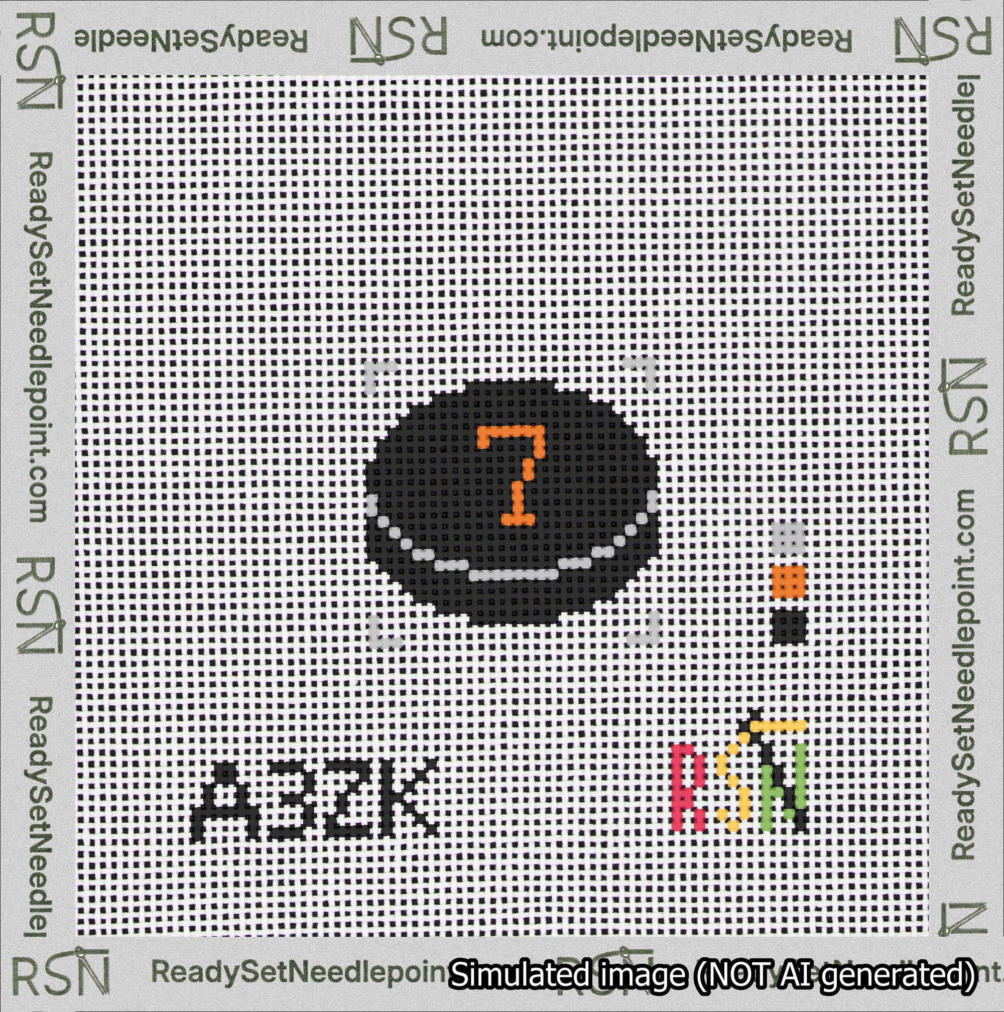 Hockey Puck Bag Charm Orange 0-49 Needlepoint Canvas Design