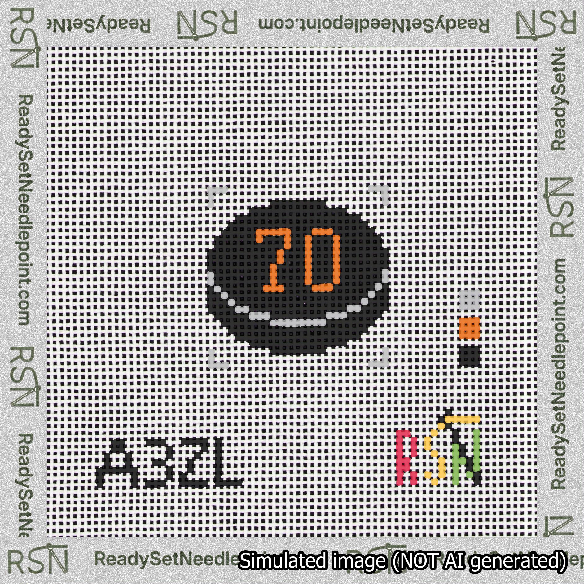 Hockey Puck Bag Charm Orange 50-99 Needlepoint Canvas Design