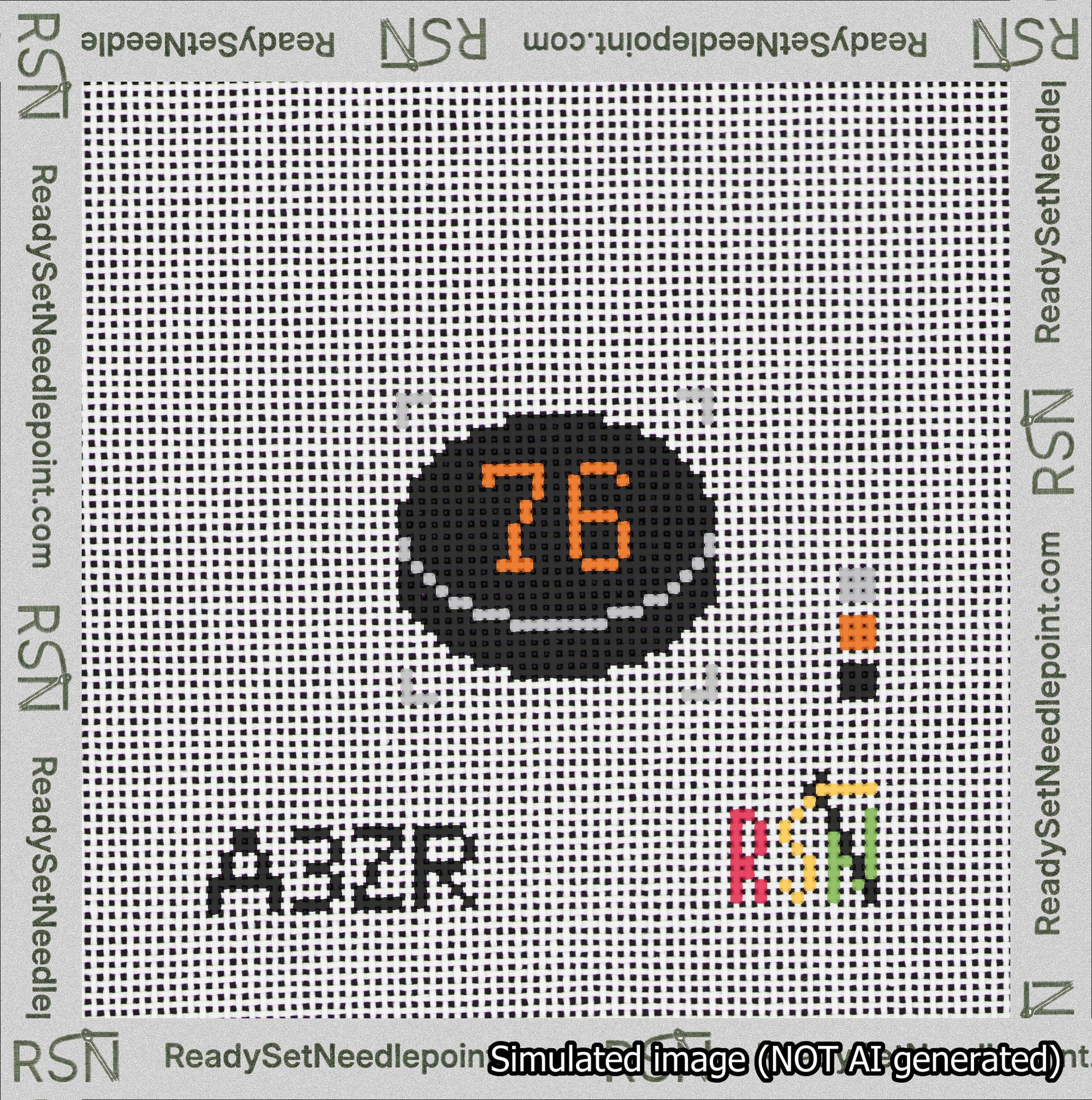 Hockey Puck Bag Charm Orange 50-99 Needlepoint Canvas Design