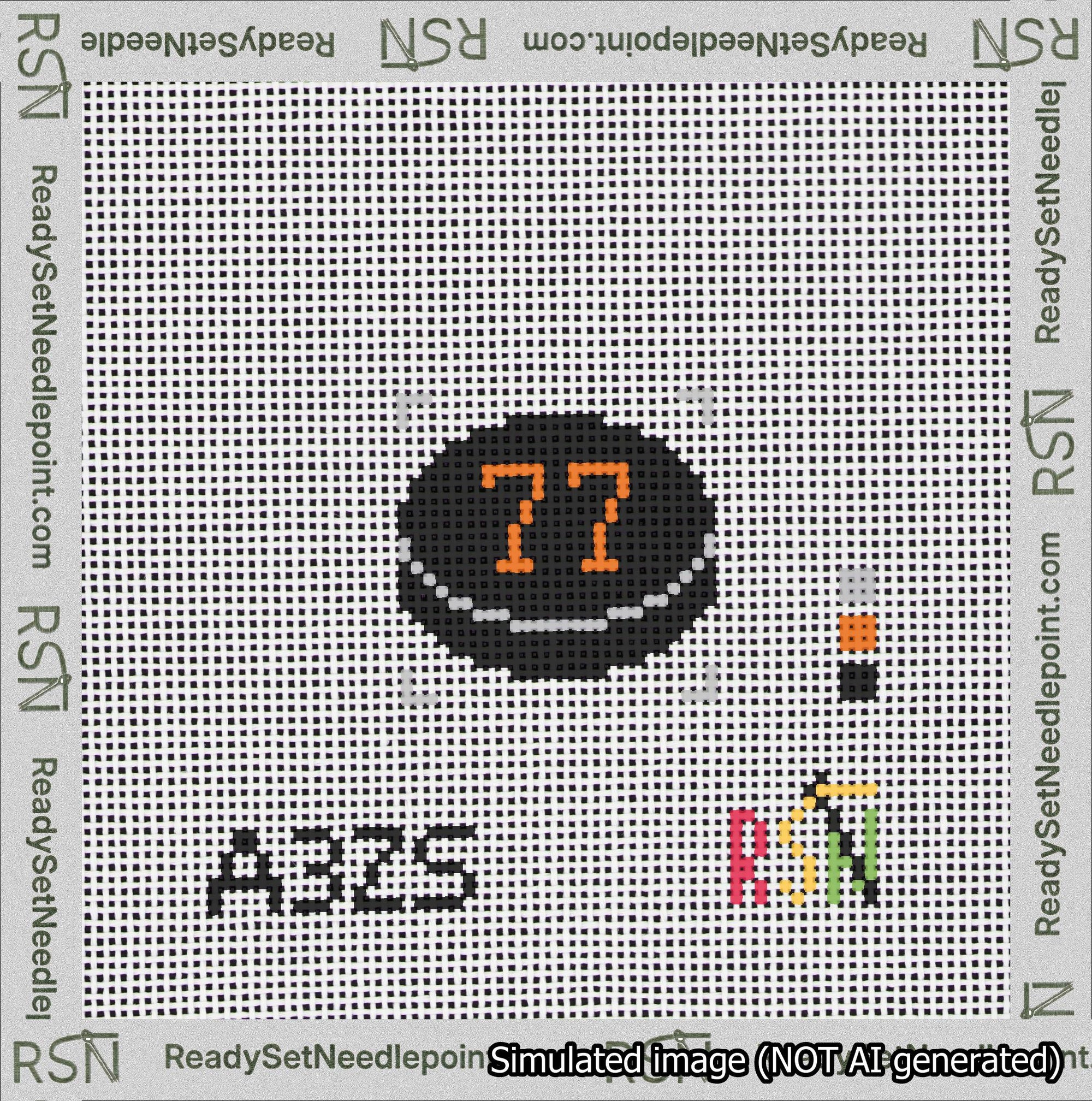 Hockey Puck Bag Charm Orange 50-99 Needlepoint Canvas Design