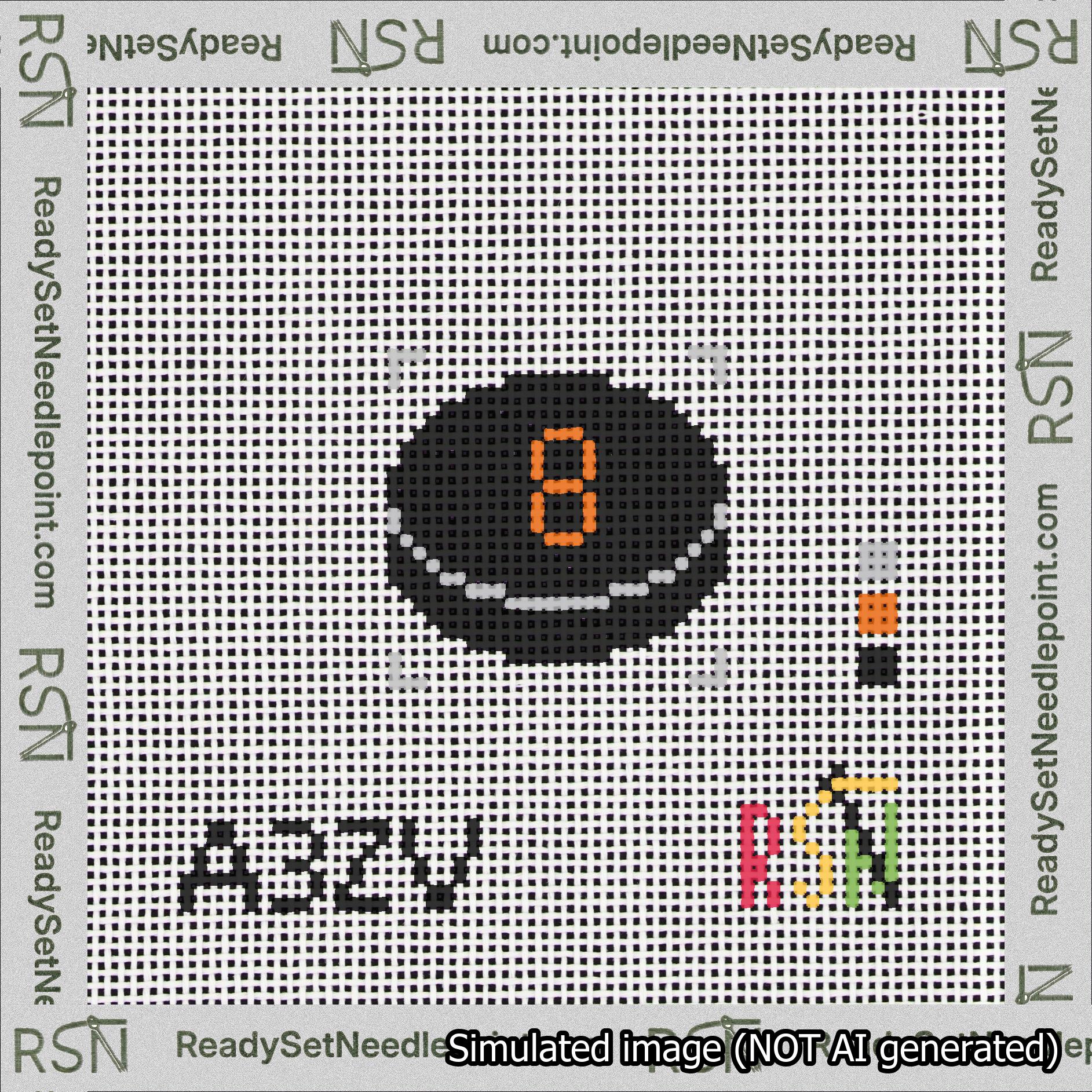 Hockey Puck Bag Charm Orange 0-49 Needlepoint Canvas Design