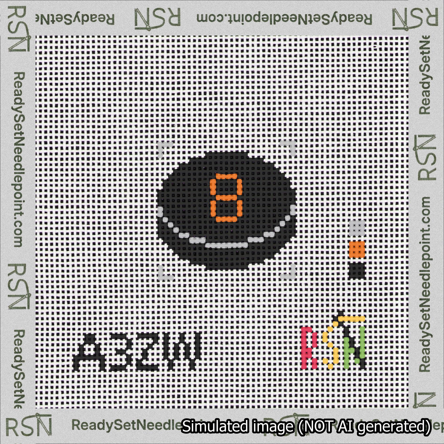 Hockey Puck Bag Charm Orange 0-49 Needlepoint Canvas Design