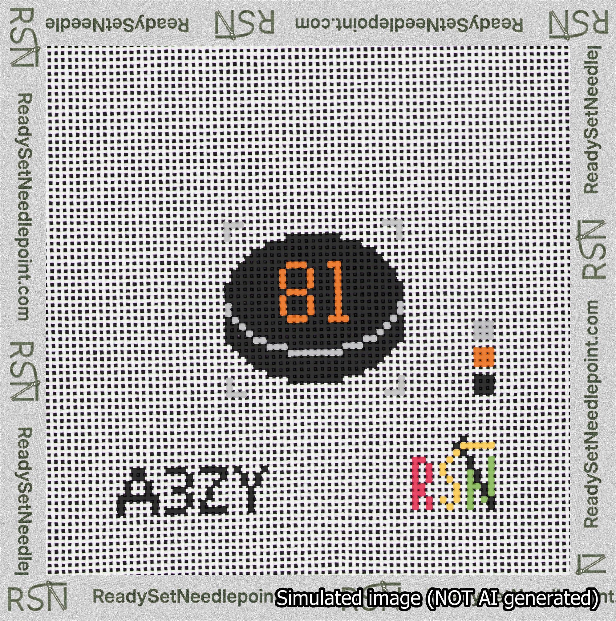 Hockey Puck Bag Charm Orange 50-99 Needlepoint Canvas Design