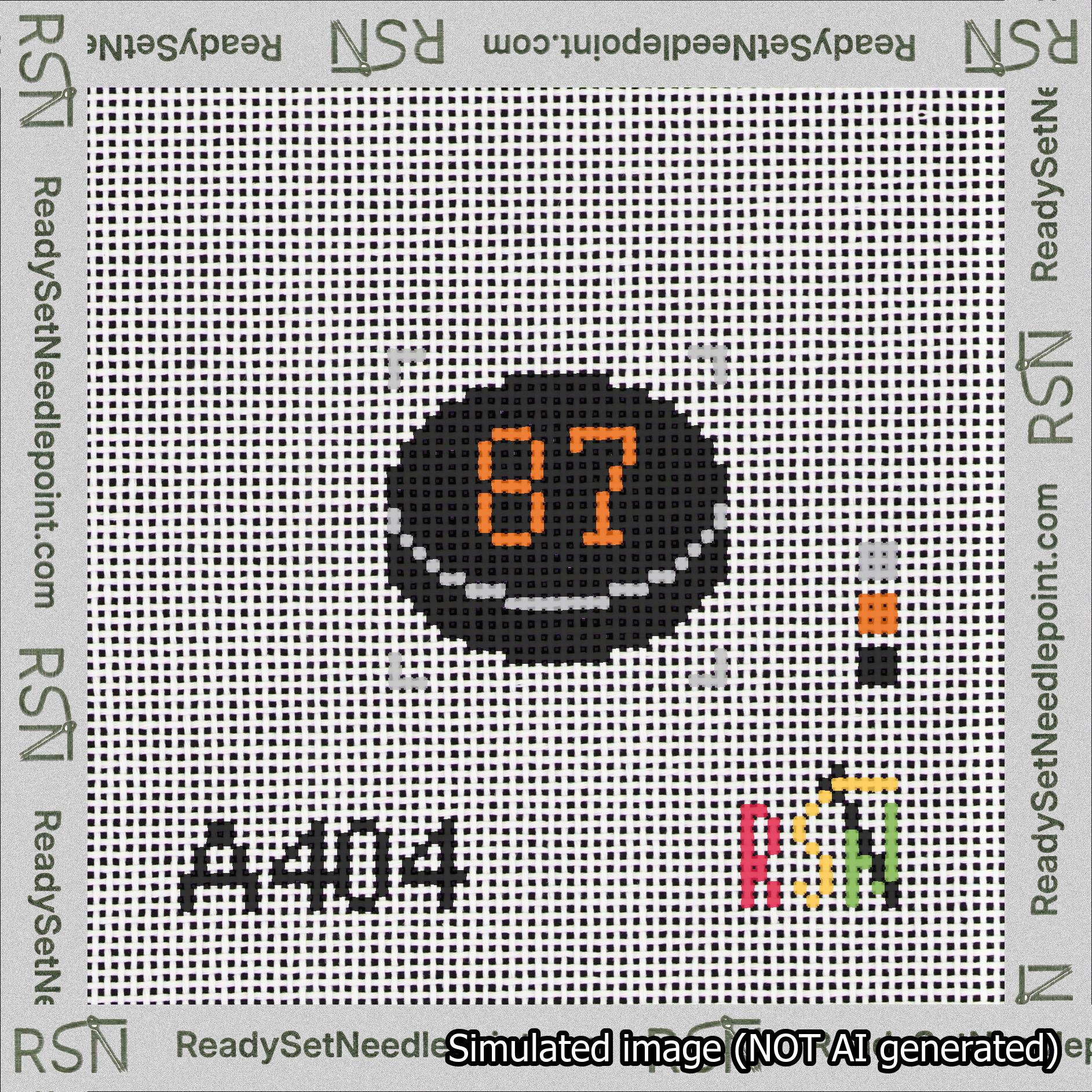 Hockey Puck Bag Charm Orange 50-99 Needlepoint Canvas Design