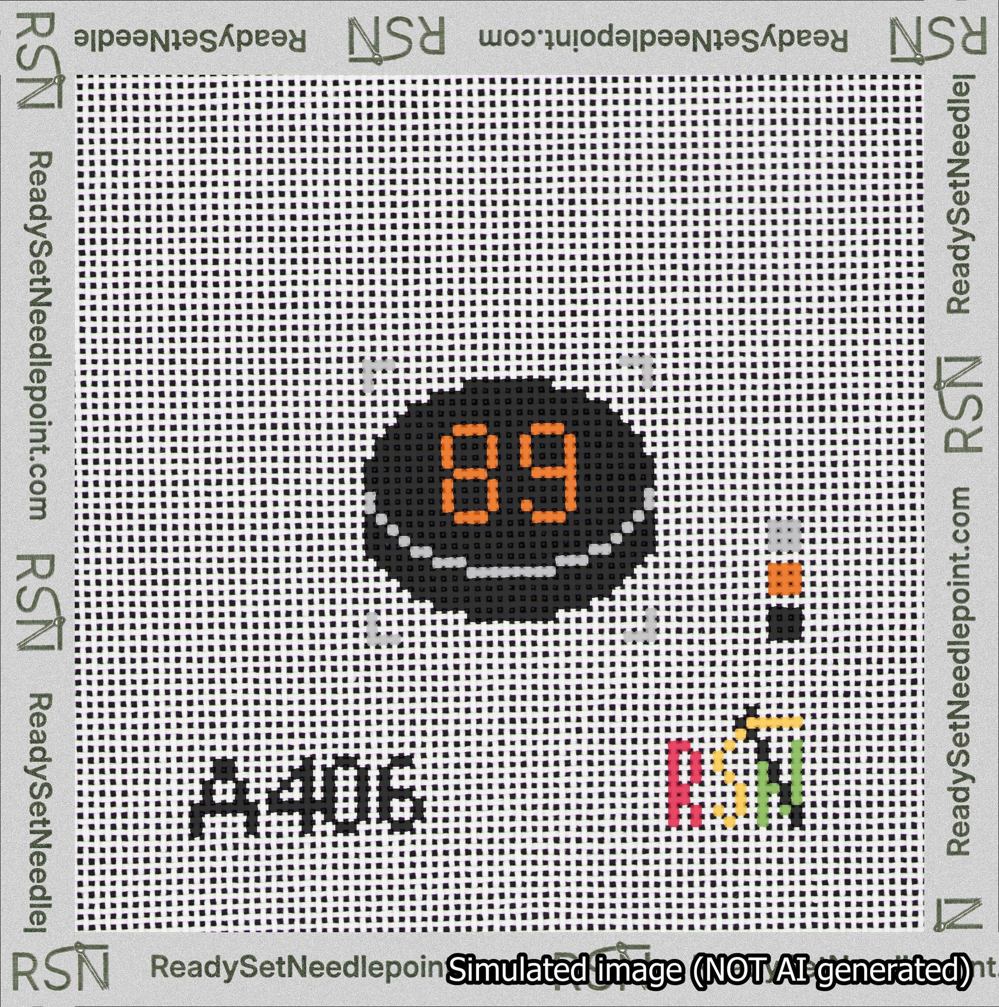 Hockey Puck Bag Charm Orange 50-99 Needlepoint Canvas Design