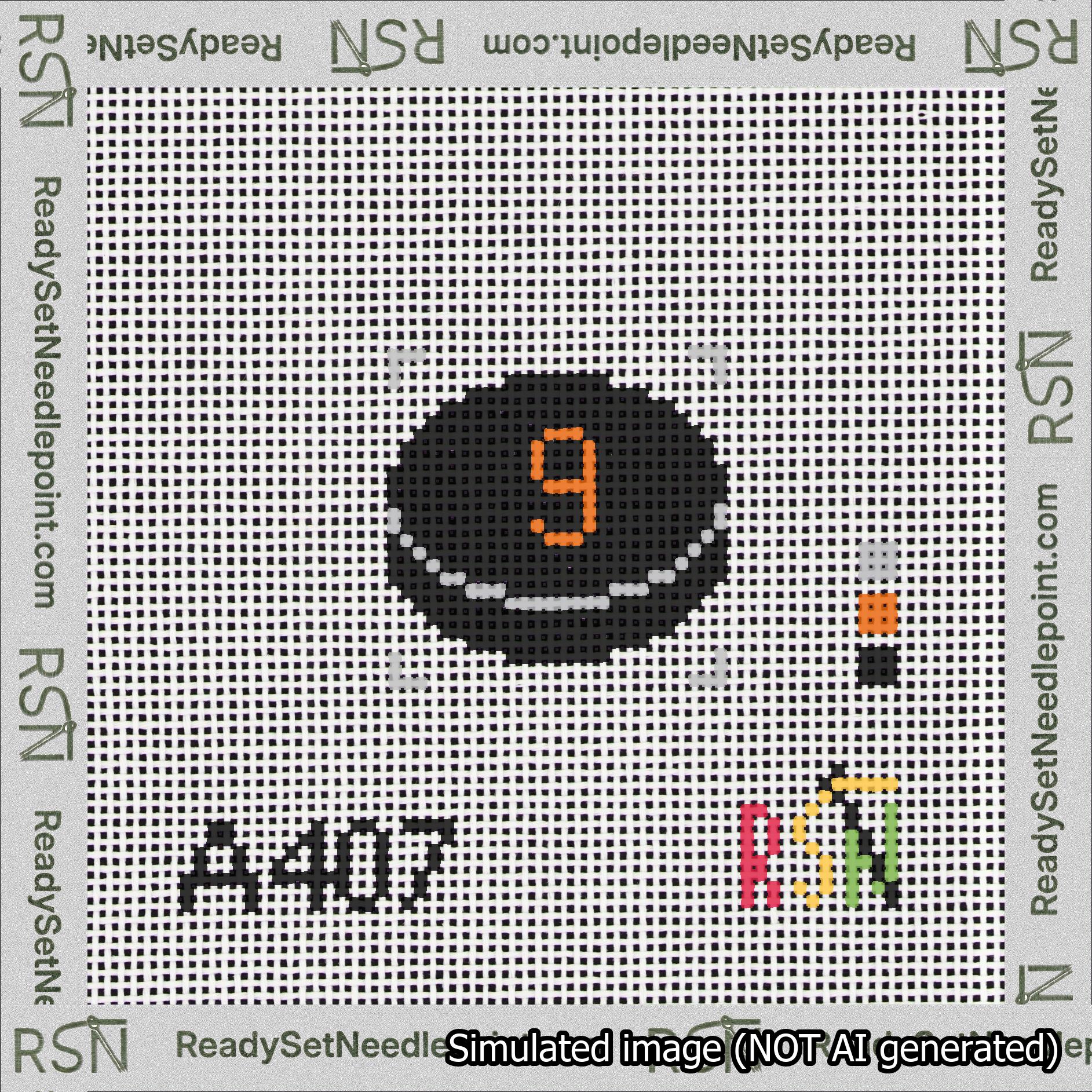 Hockey Puck Bag Charm Orange 0-49 Needlepoint Canvas Design