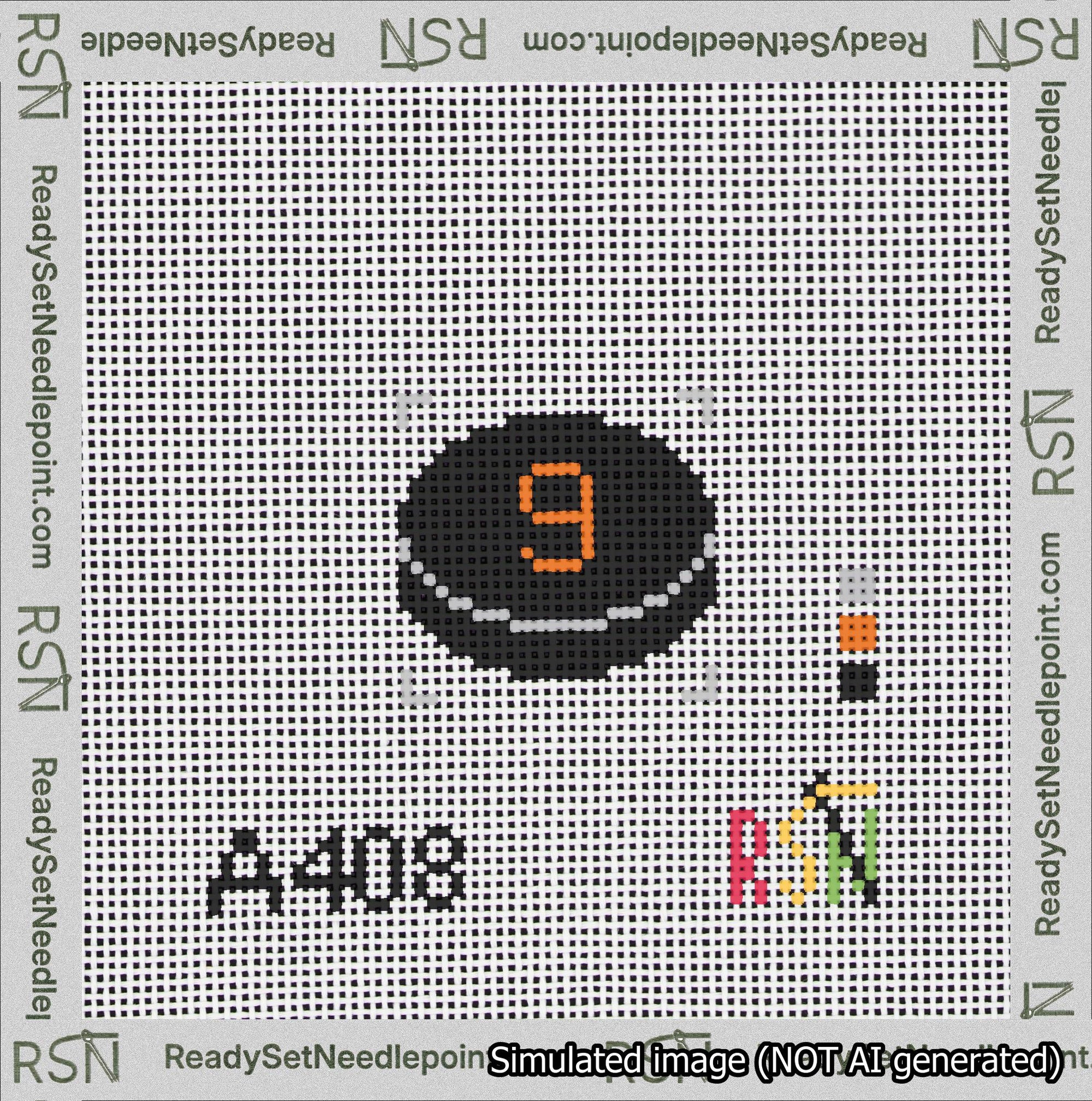 Hockey Puck Bag Charm Orange 0-49 Needlepoint Canvas Design