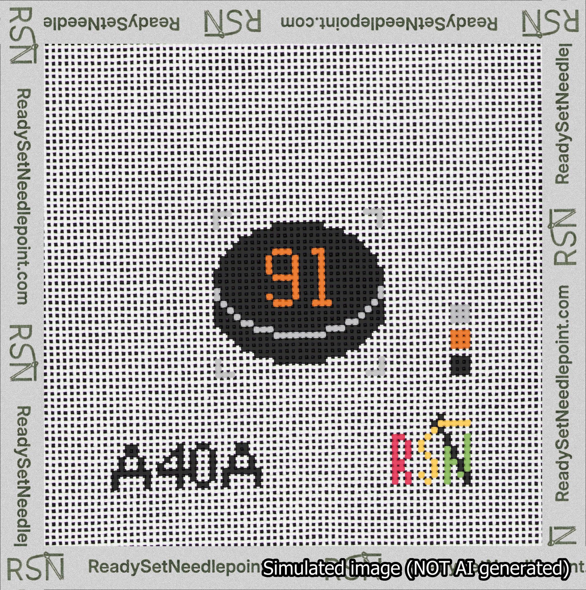 Hockey Puck Bag Charm Orange 50-99 Needlepoint Canvas Design