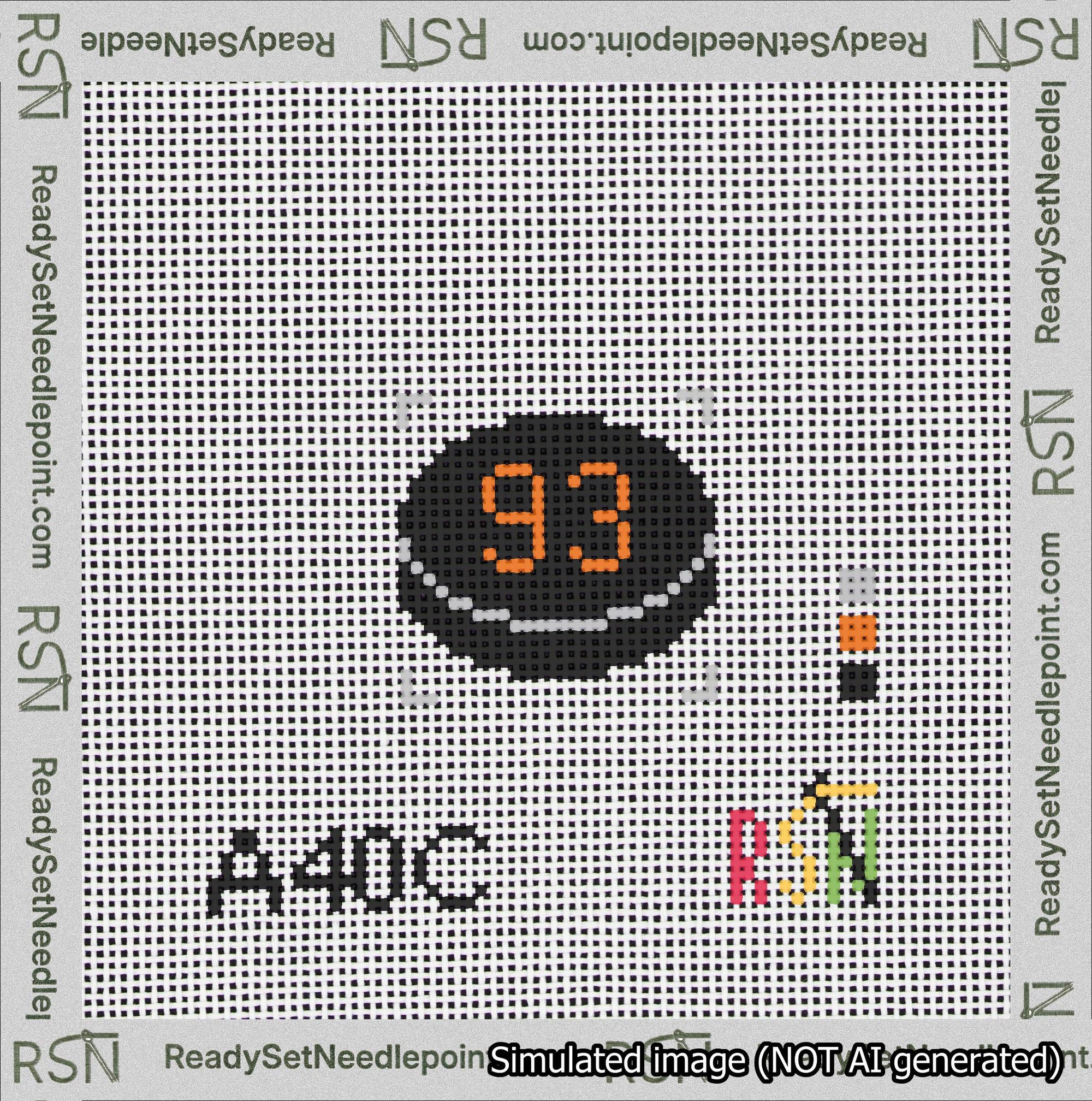 Hockey Puck Bag Charm Orange 50-99 Needlepoint Canvas Design