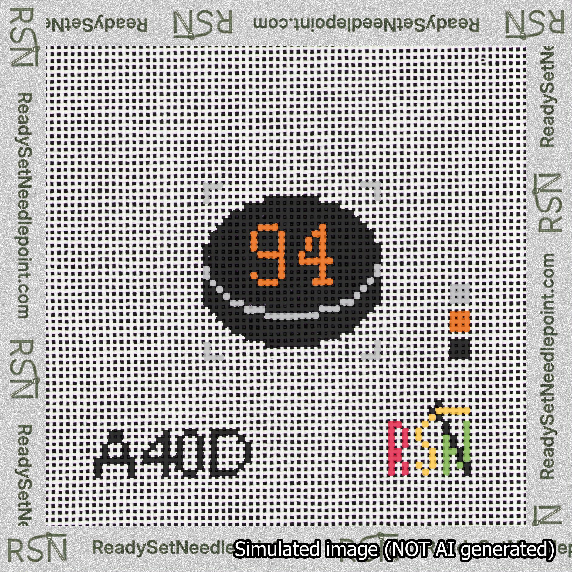 Hockey Puck Bag Charm Orange 50-99 Needlepoint Canvas Design