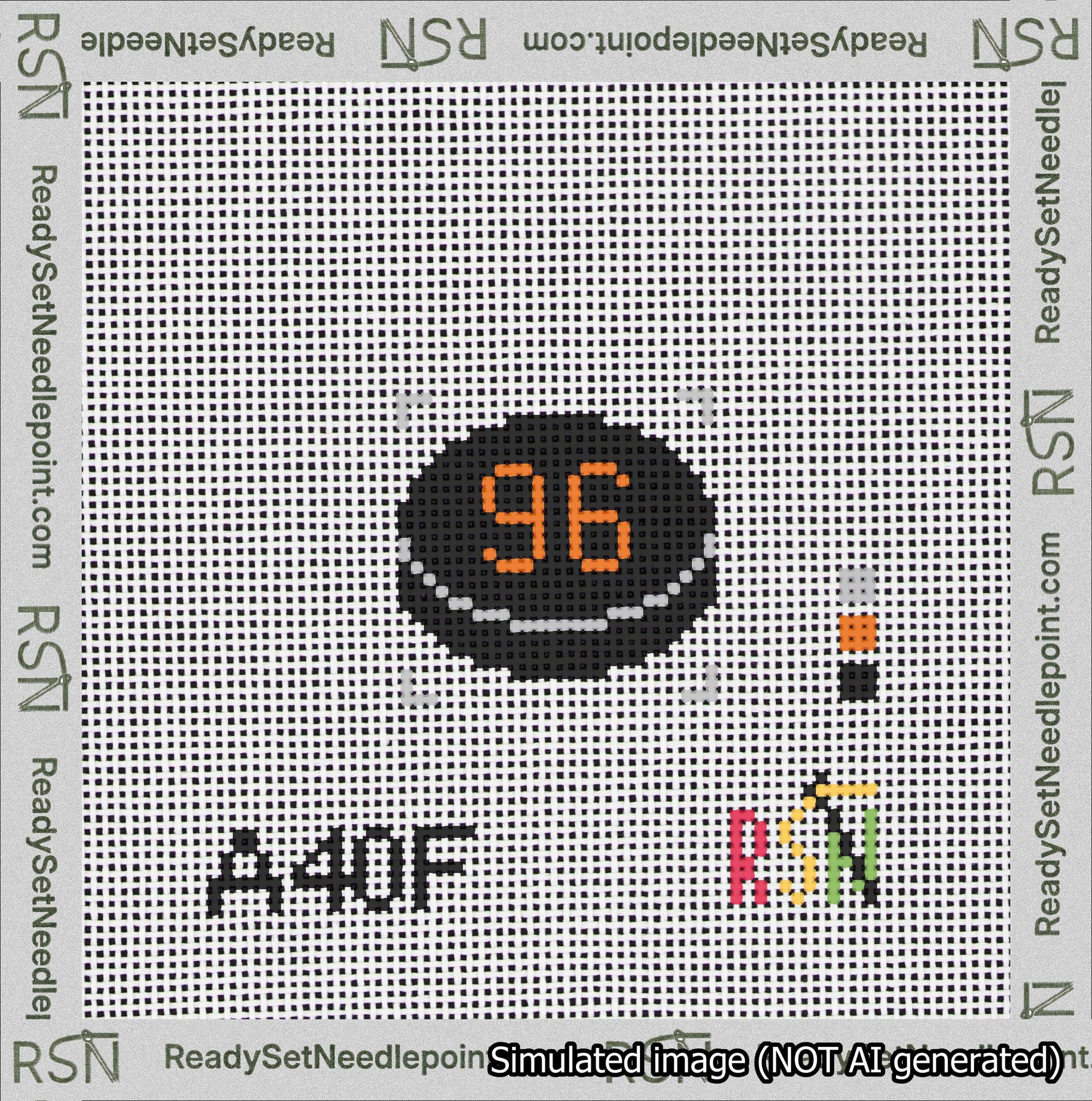 Hockey Puck Bag Charm Orange 50-99 Needlepoint Canvas Design