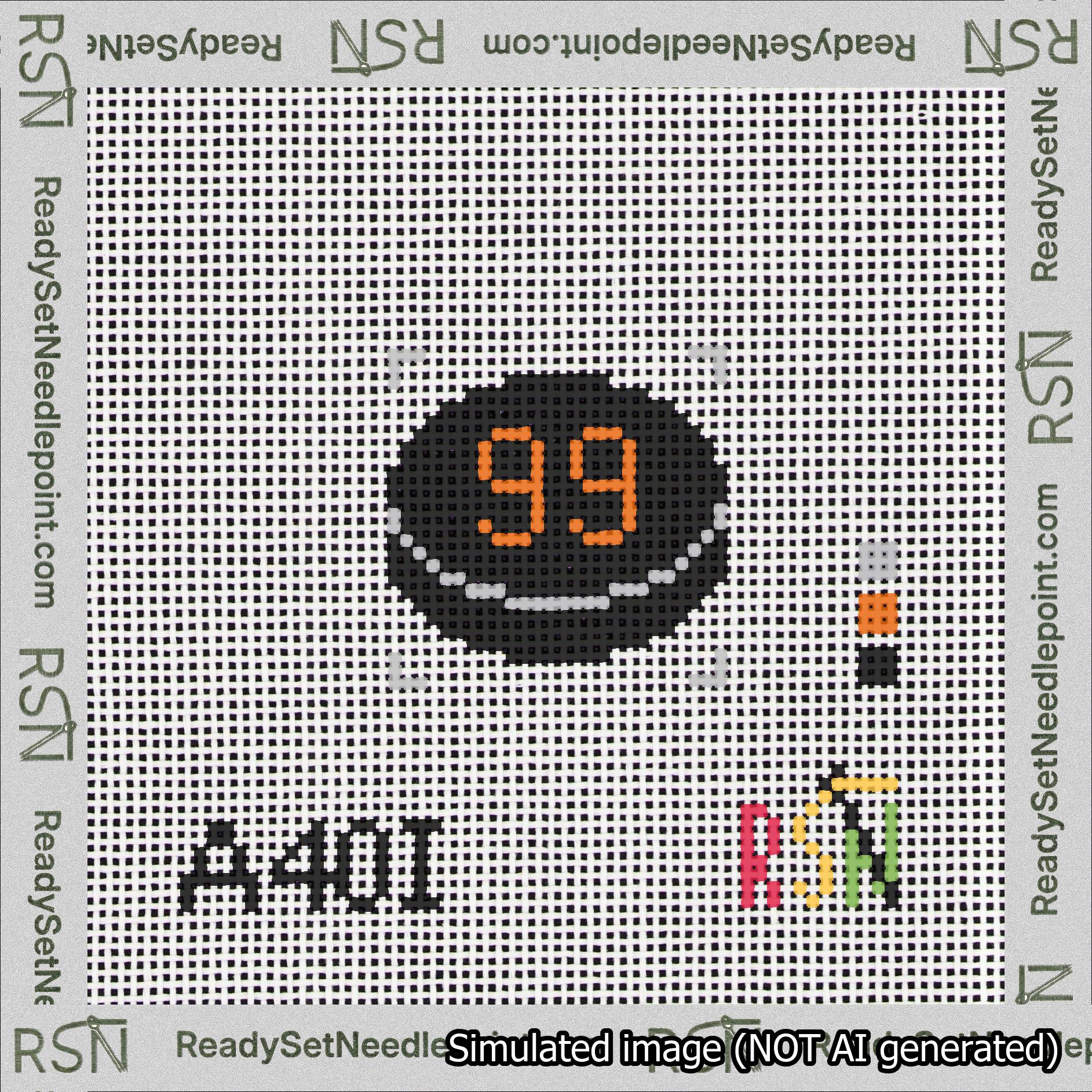 Hockey Puck Bag Charm Orange 50-99 Needlepoint Canvas Design