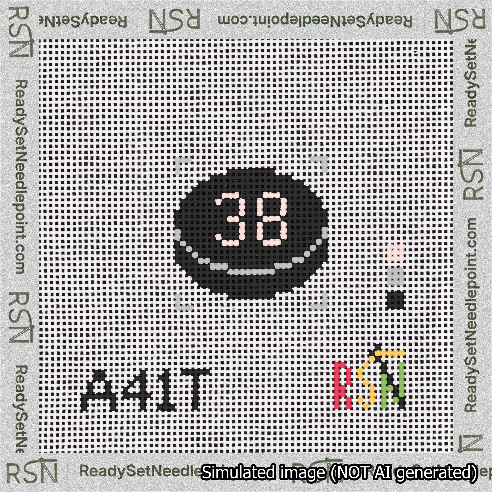 Hockey Puck Bag Charm Pink 0-49 Needlepoint Canvas Design