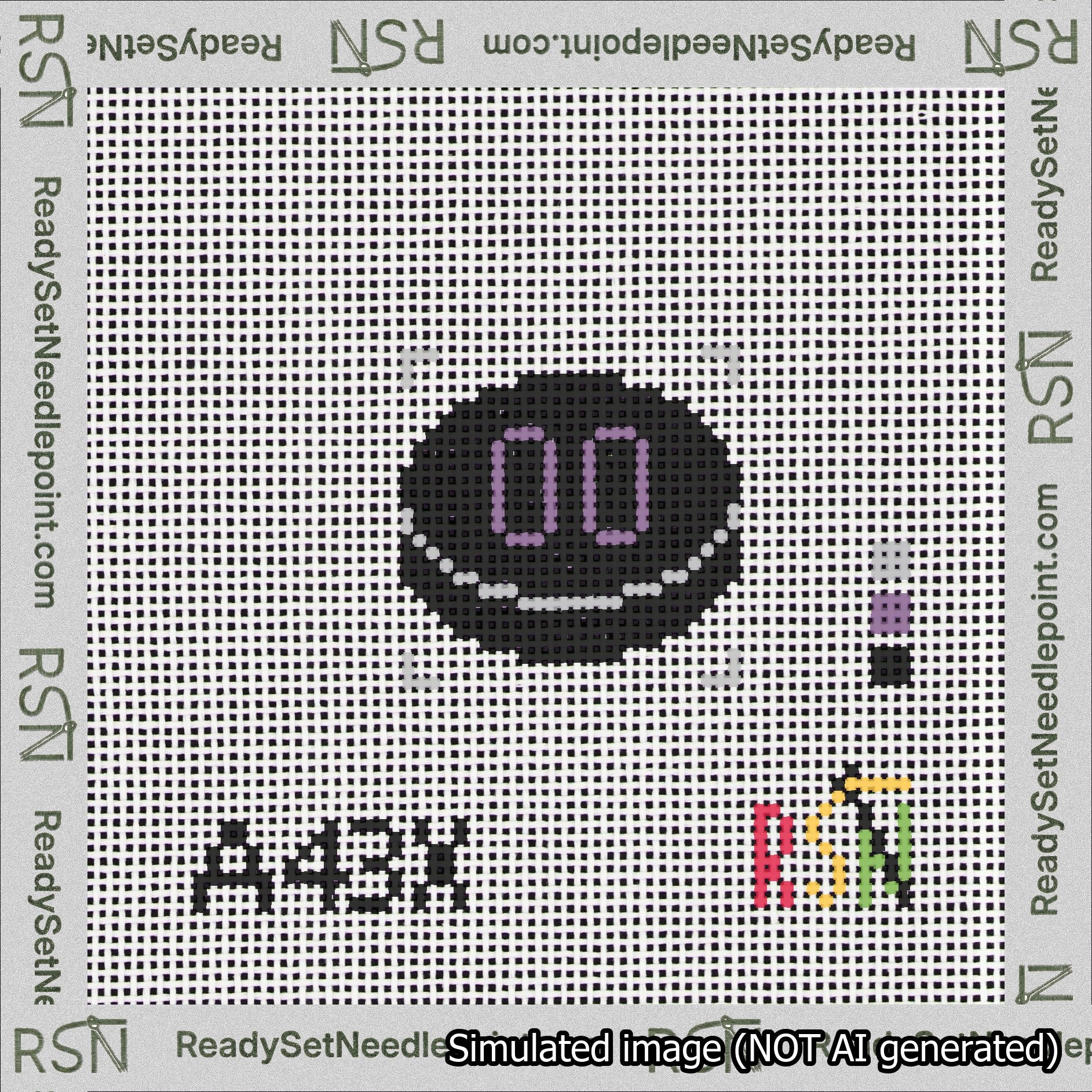 Hockey Puck Bag Charm Purple 0-49 Needlepoint Canvas Design