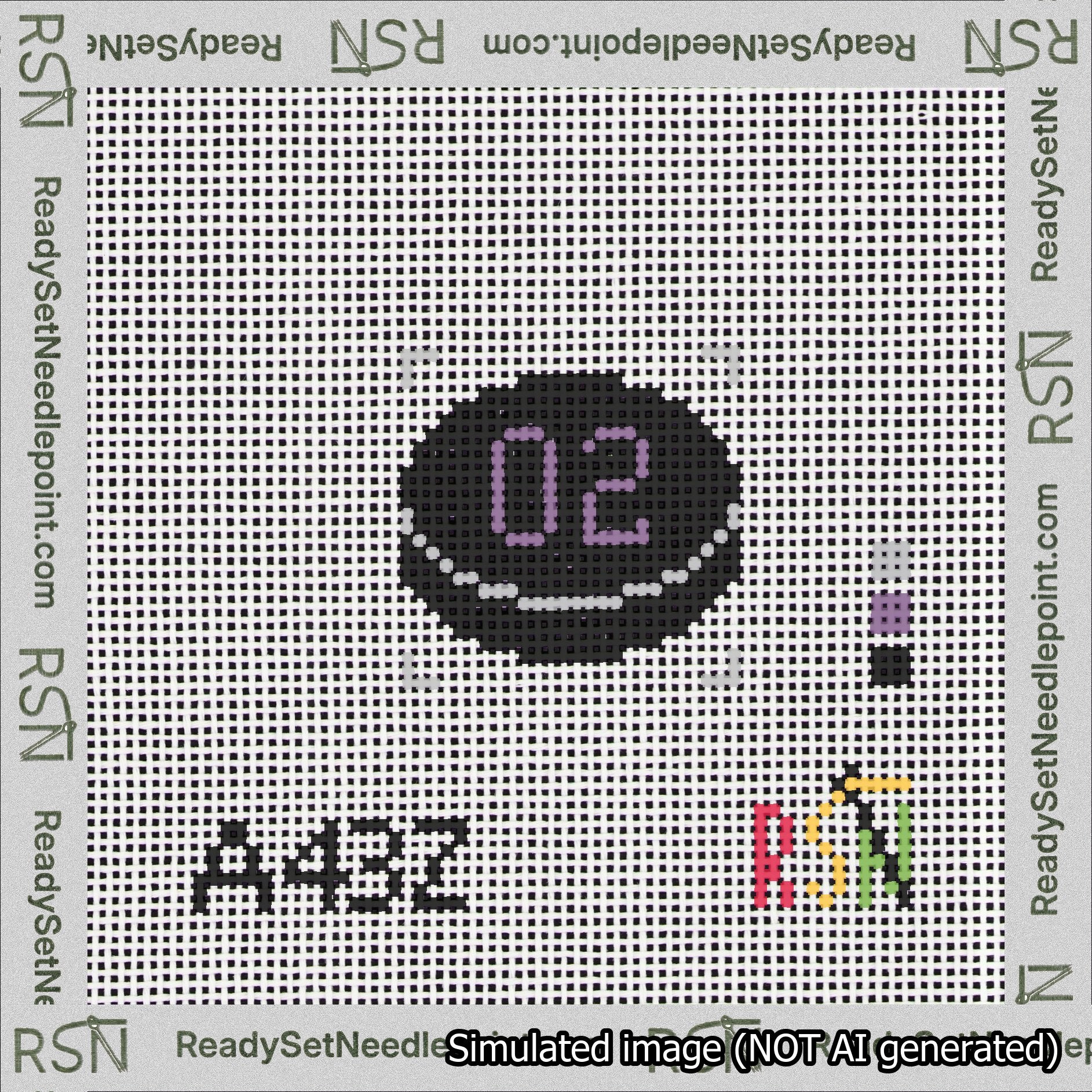 Hockey Puck Bag Charm Purple 0-49 Needlepoint Canvas Design