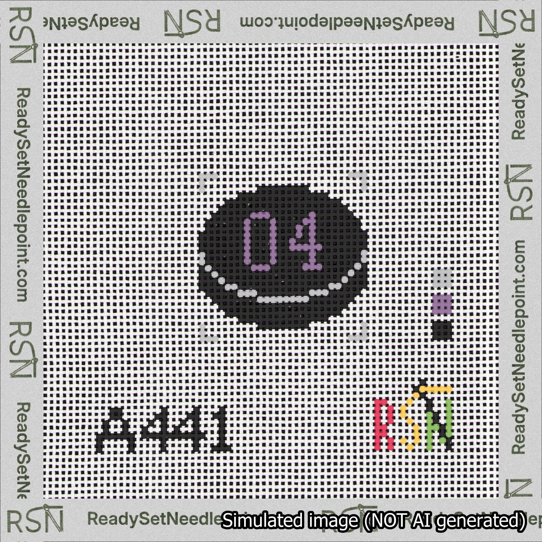 Hockey Puck Bag Charm Purple 0-49 Needlepoint Canvas Design