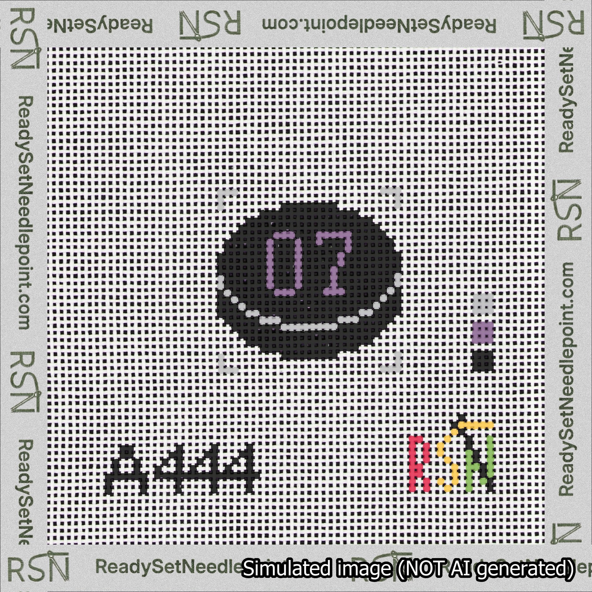 Hockey Puck Bag Charm Purple 0-49 Needlepoint Canvas Design