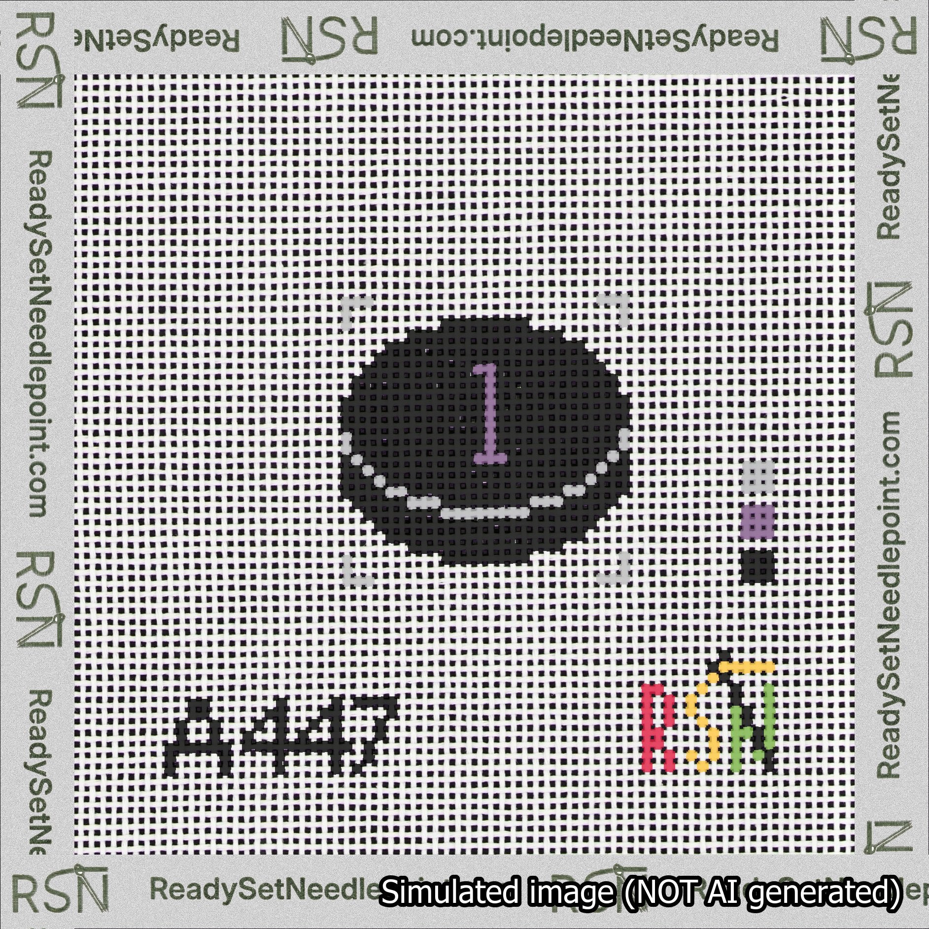 Hockey Puck Bag Charm Purple 0-49 Needlepoint Canvas Design