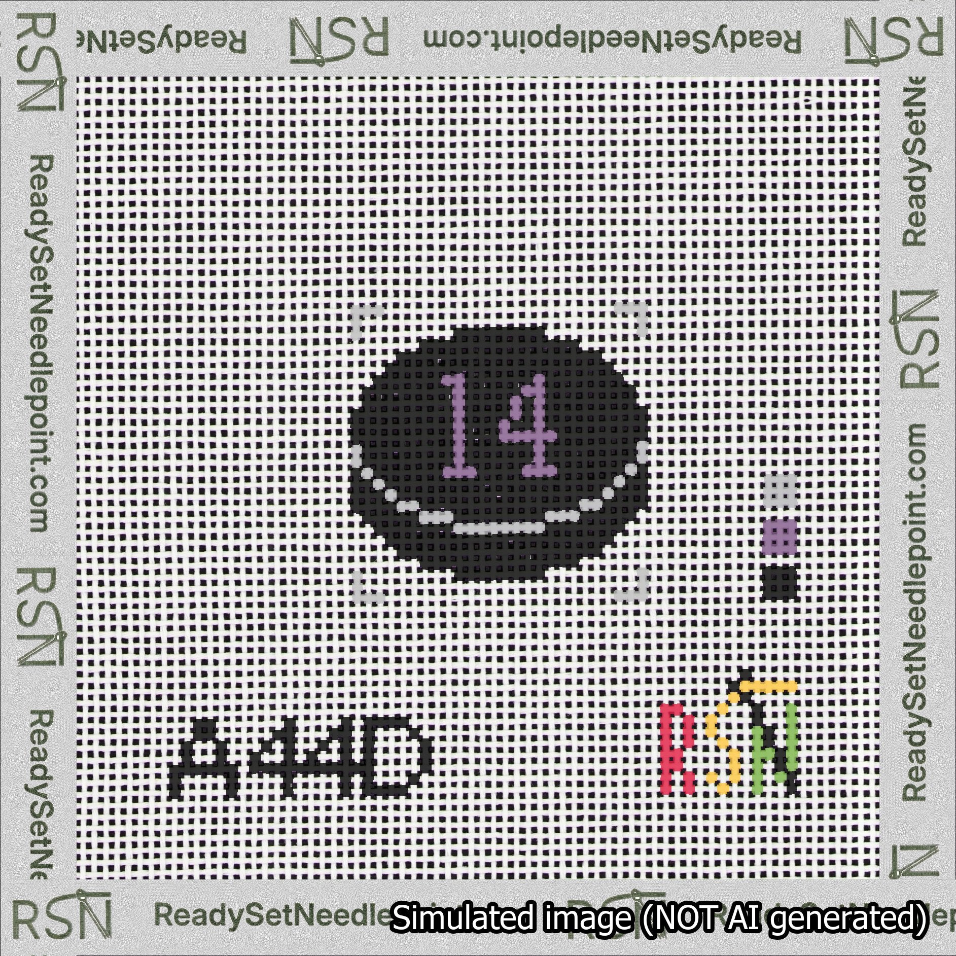 Hockey Puck Bag Charm Purple 0-49 Needlepoint Canvas Design