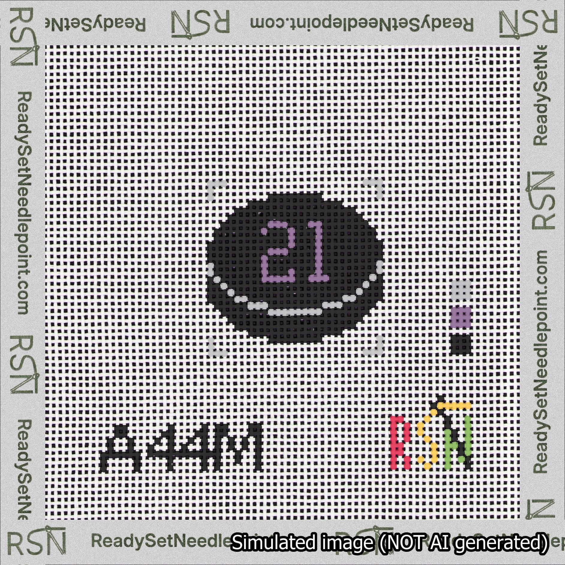 Hockey Puck Bag Charm Purple 0-49 Needlepoint Canvas Design