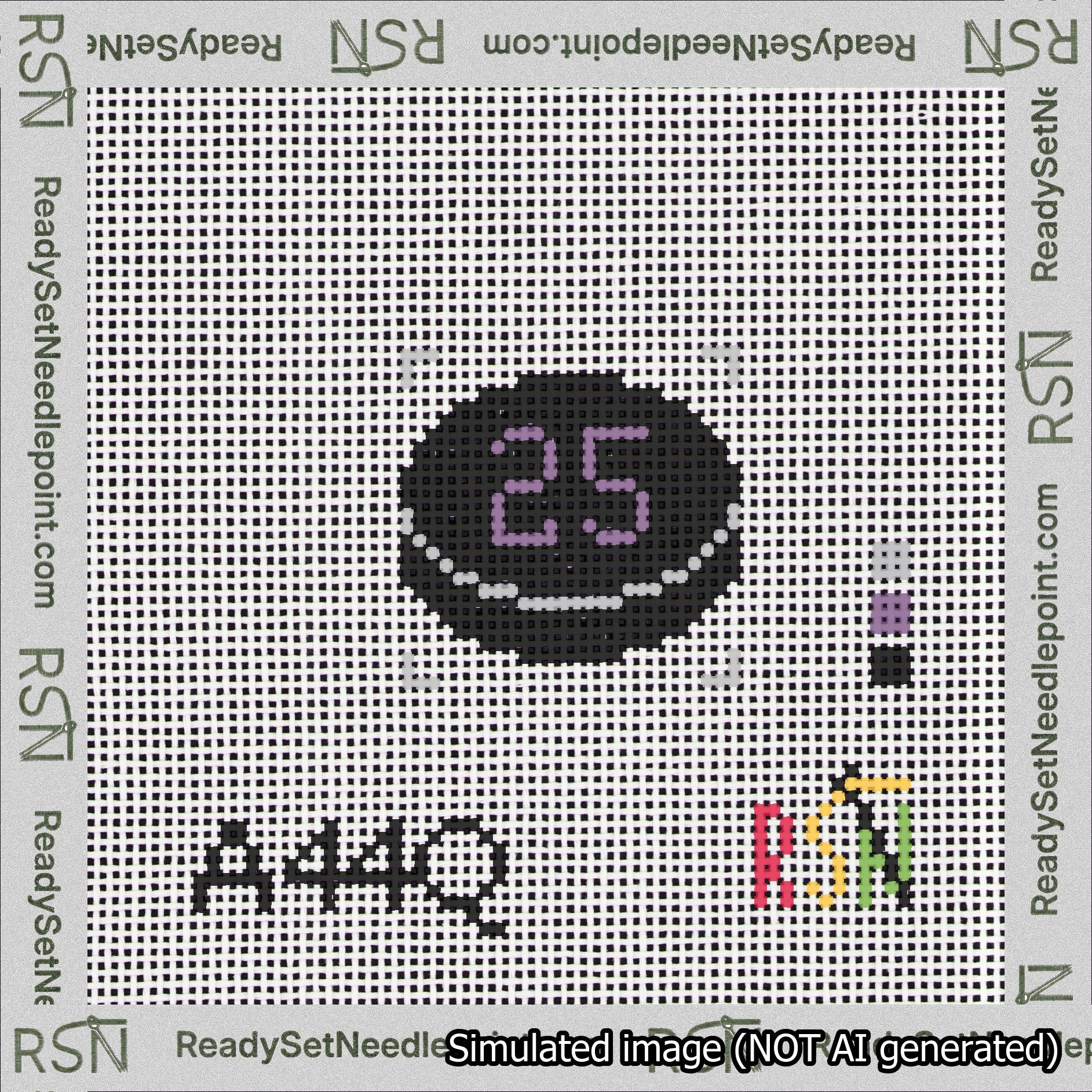 Hockey Puck Bag Charm Purple 0-49 Needlepoint Canvas Design