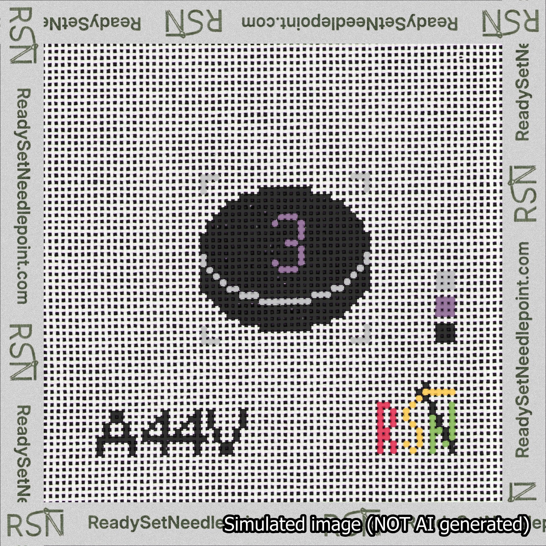 Hockey Puck Bag Charm Purple 0-49 Needlepoint Canvas Design