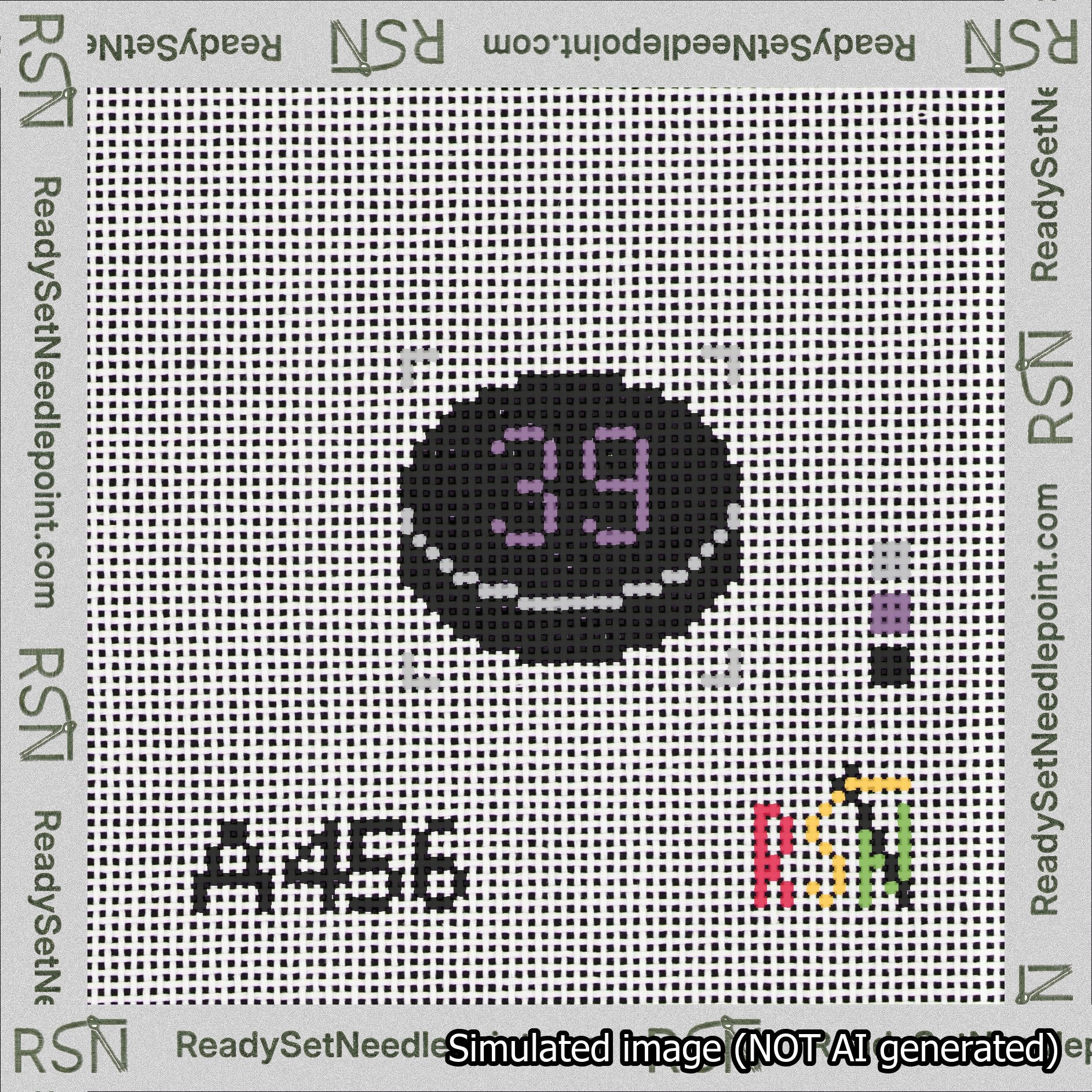 Hockey Puck Bag Charm Purple 0-49 Needlepoint Canvas Design