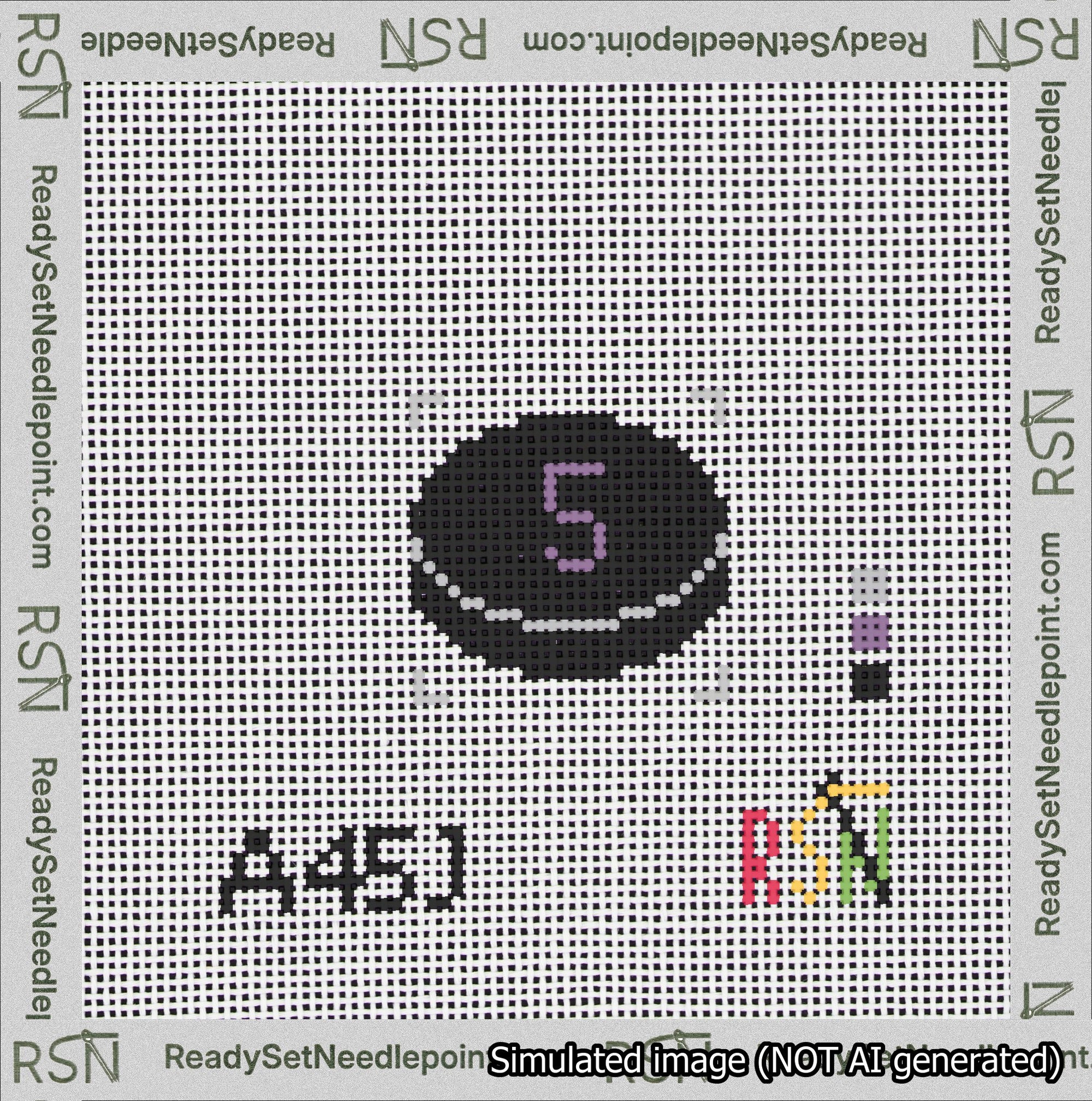 Hockey Puck Bag Charm Purple 0-49 Needlepoint Canvas Design