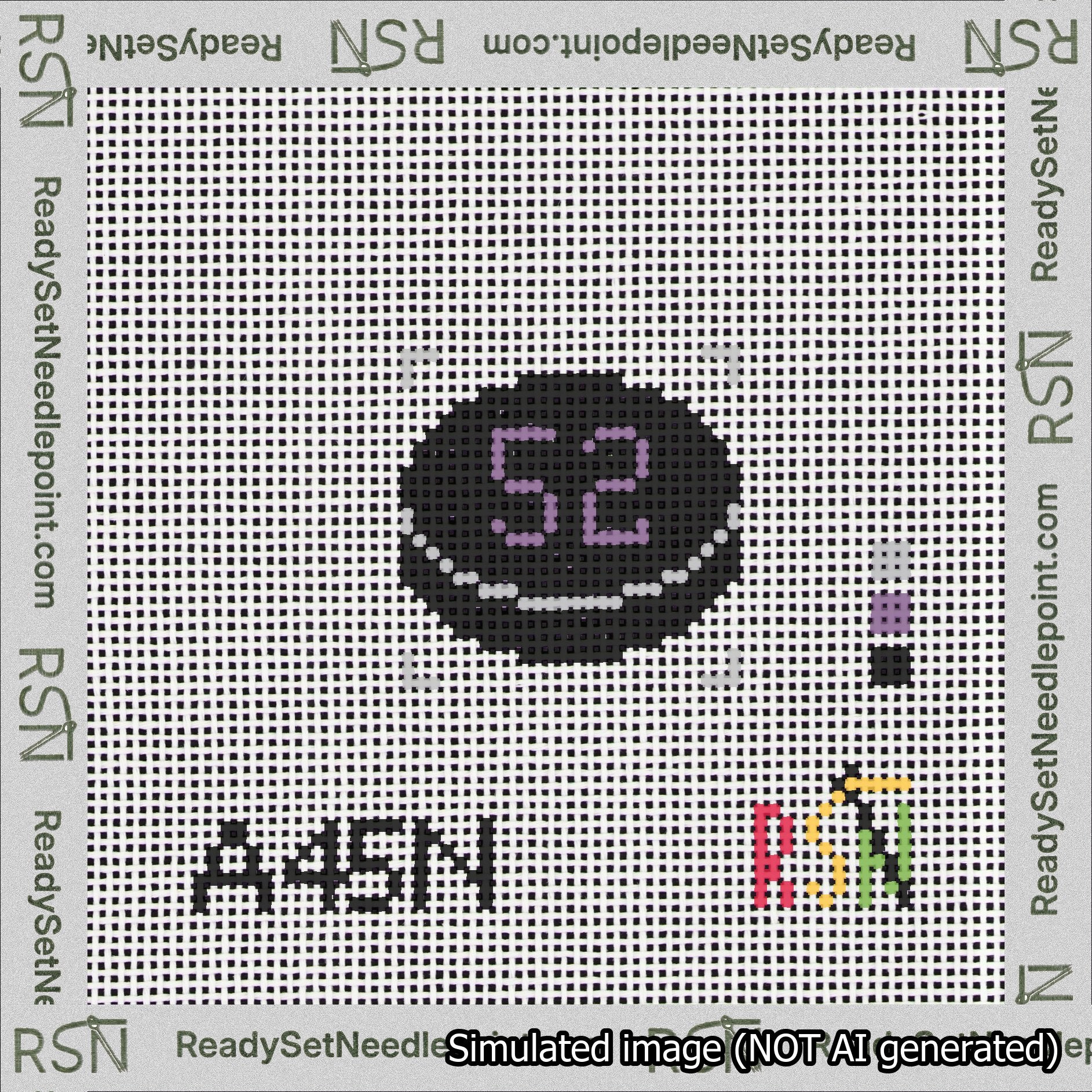 Hockey Puck Bag Charm Purple 50-99 Needlepoint Canvas Design