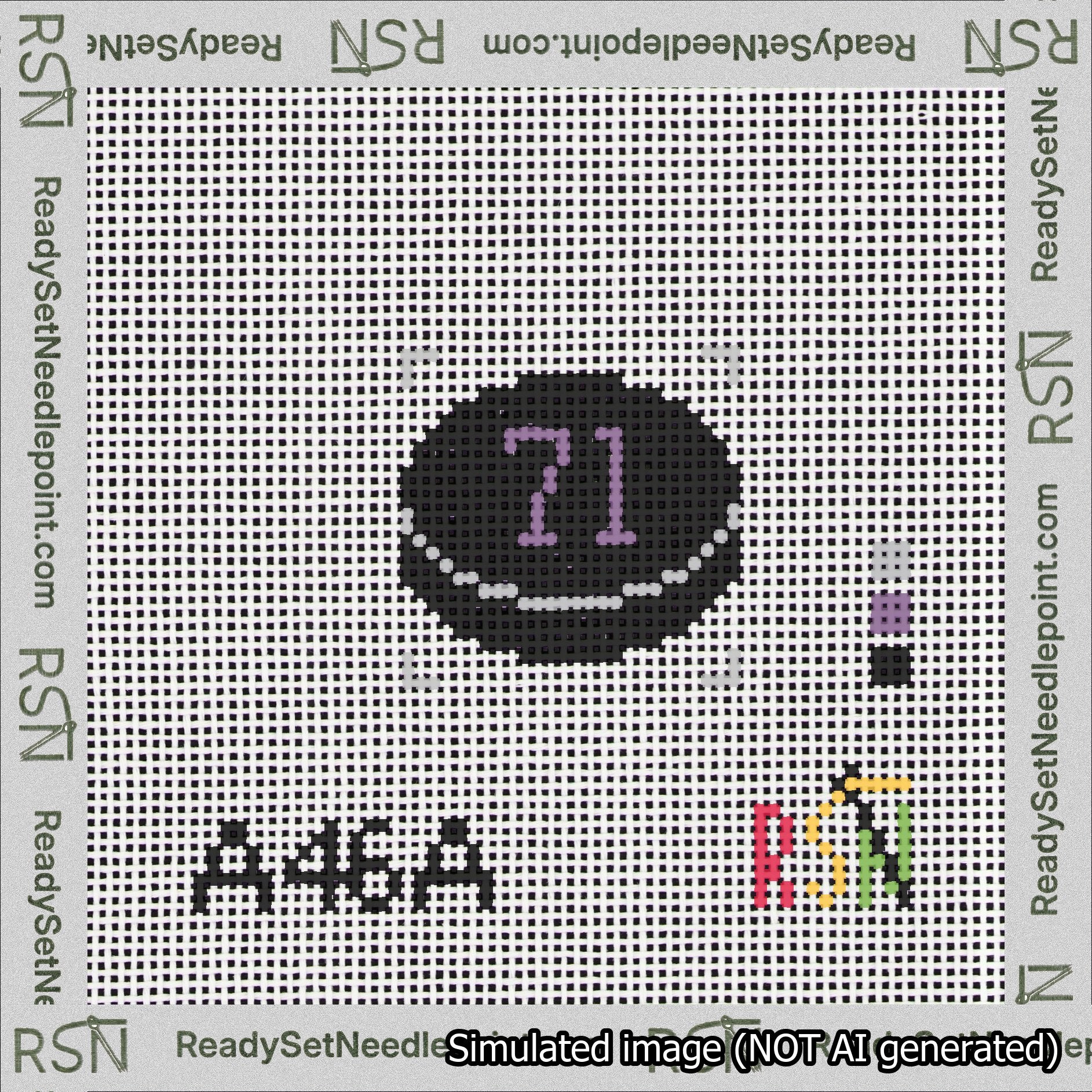 Hockey Puck Bag Charm Purple 50-99 Needlepoint Canvas Design