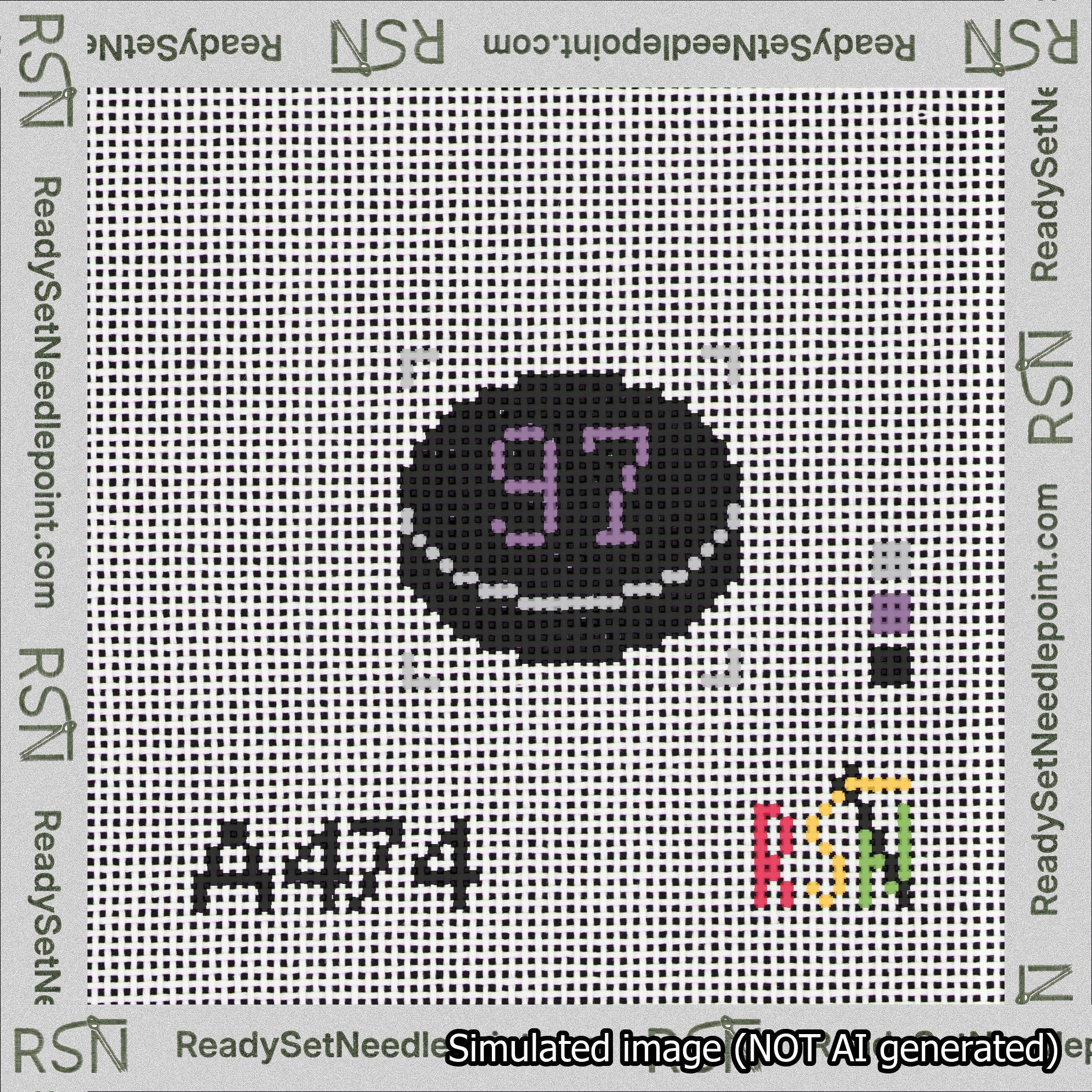 Hockey Puck Bag Charm Purple 50-99 Needlepoint Canvas Design