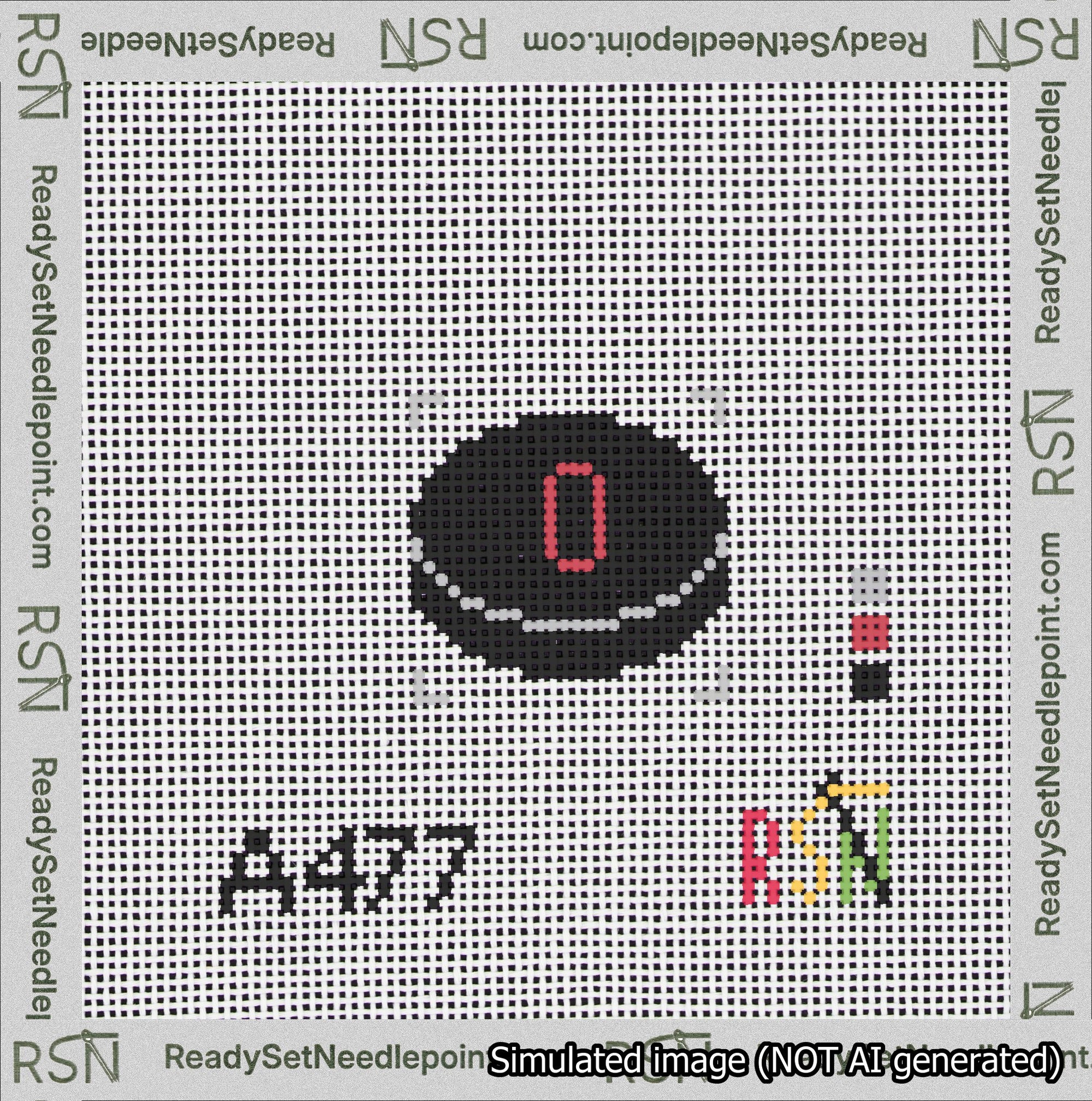 Hockey Puck Bag Charm Red 0-49 Needlepoint Canvas Design