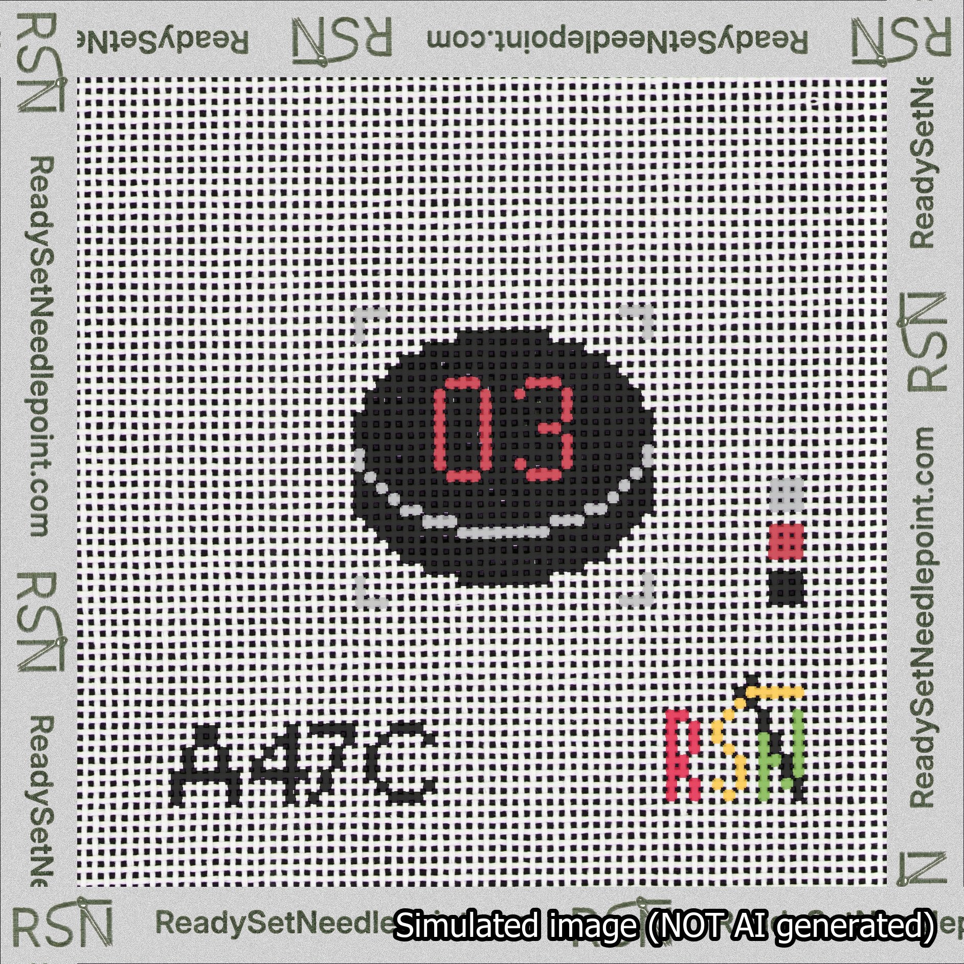 Hockey Puck Bag Charm Red 0-49 Needlepoint Canvas Design