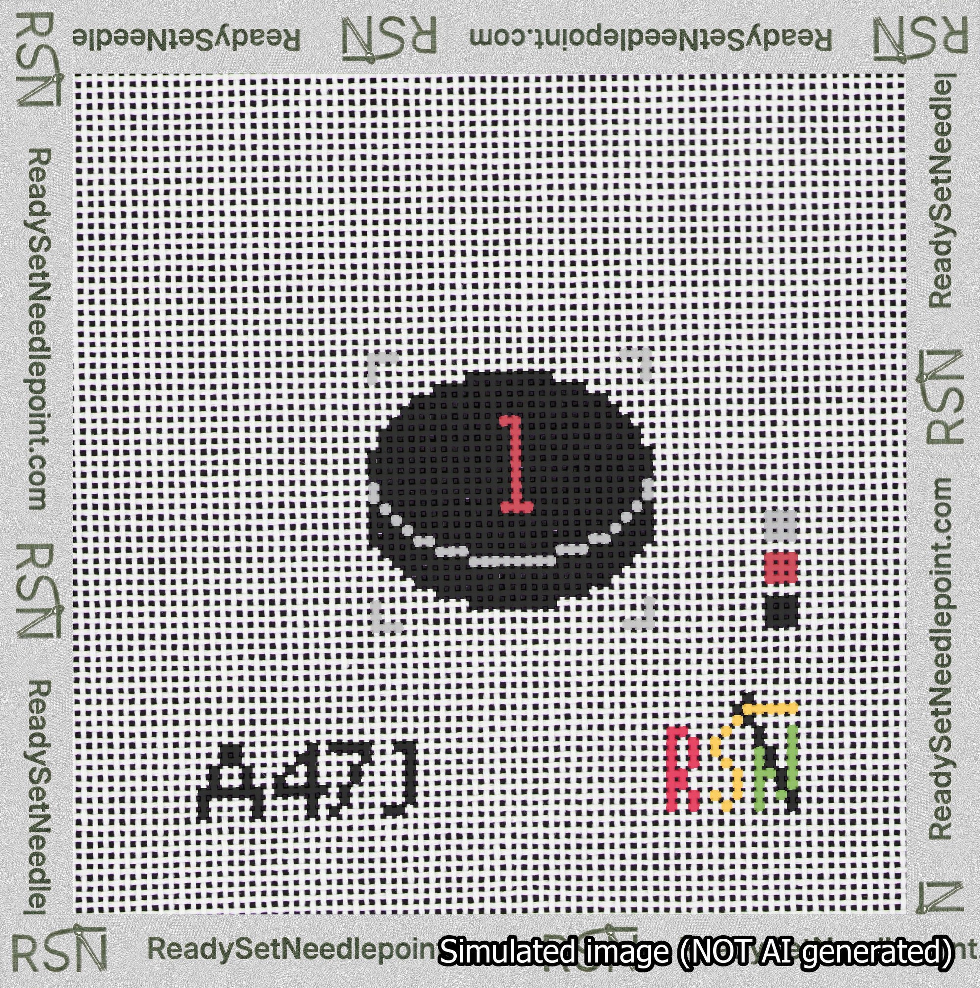 Hockey Puck Bag Charm Red 0-49 Needlepoint Canvas Design